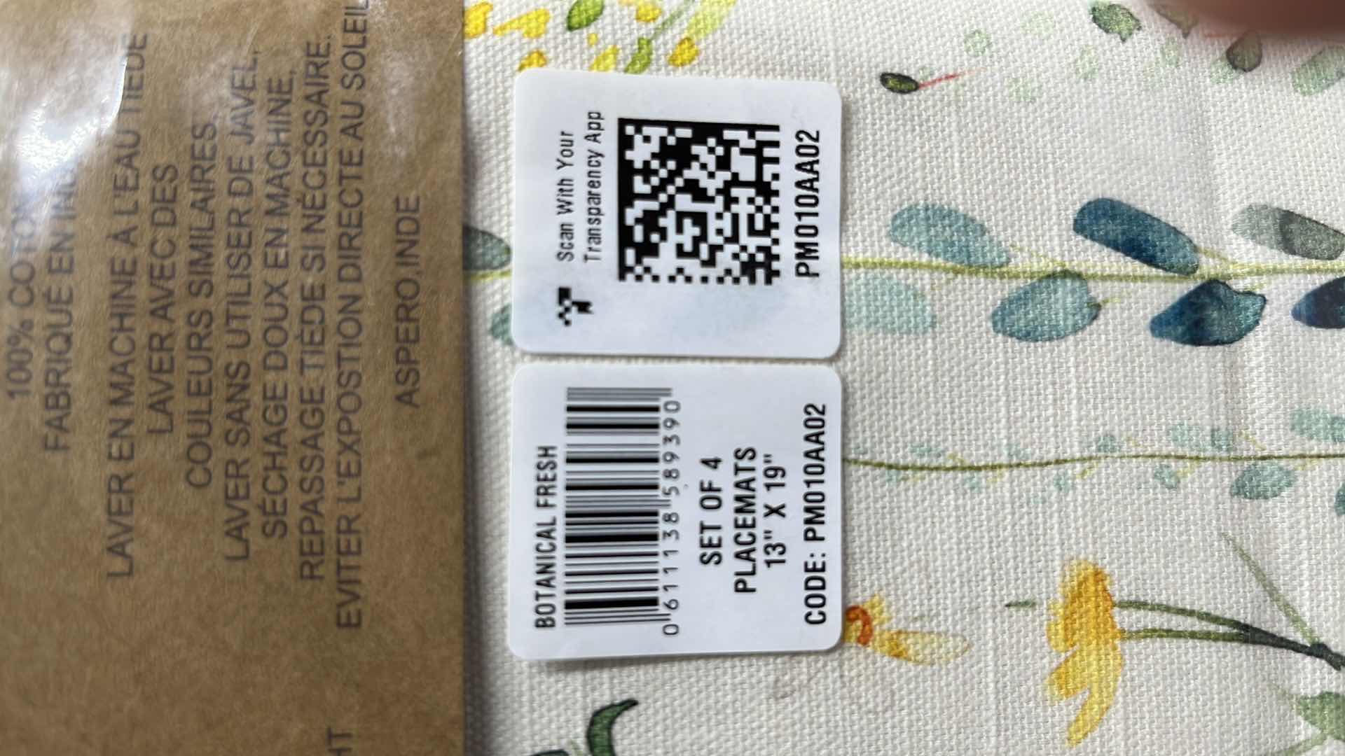 Photo 1 of NEW MAISON D’ HERMINE SET OF 4 BOTANICAL FRESH 100% COTTON CLOTH PLACEMATS 13” X 19” #PM010AA02