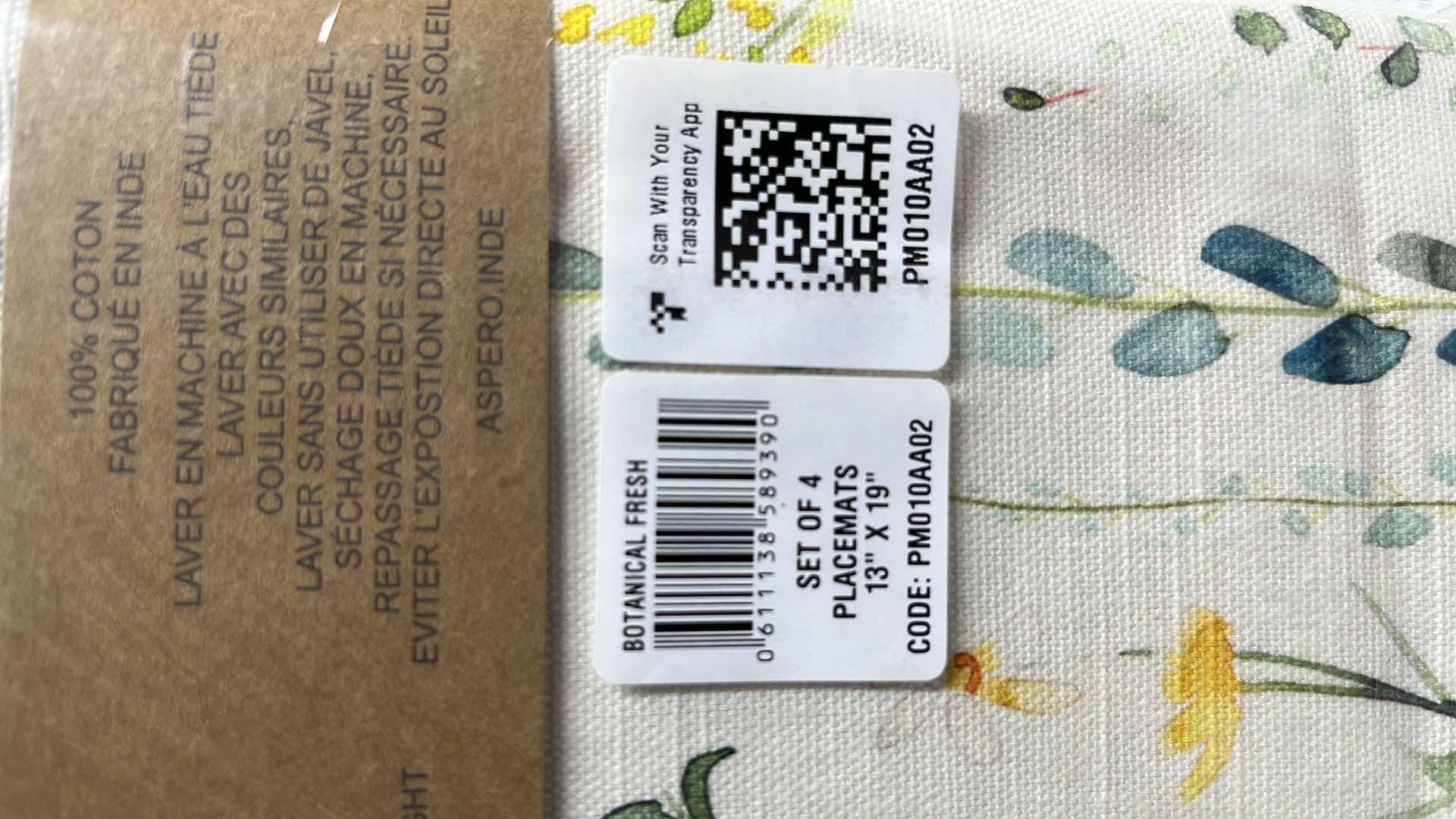 Photo 1 of NEW MAISON D’ HERMINE SET OF 4 BOTANICAL FRESH 100% COTTON CLOTH PLACEMATS 13” X 19” #PM010AA02