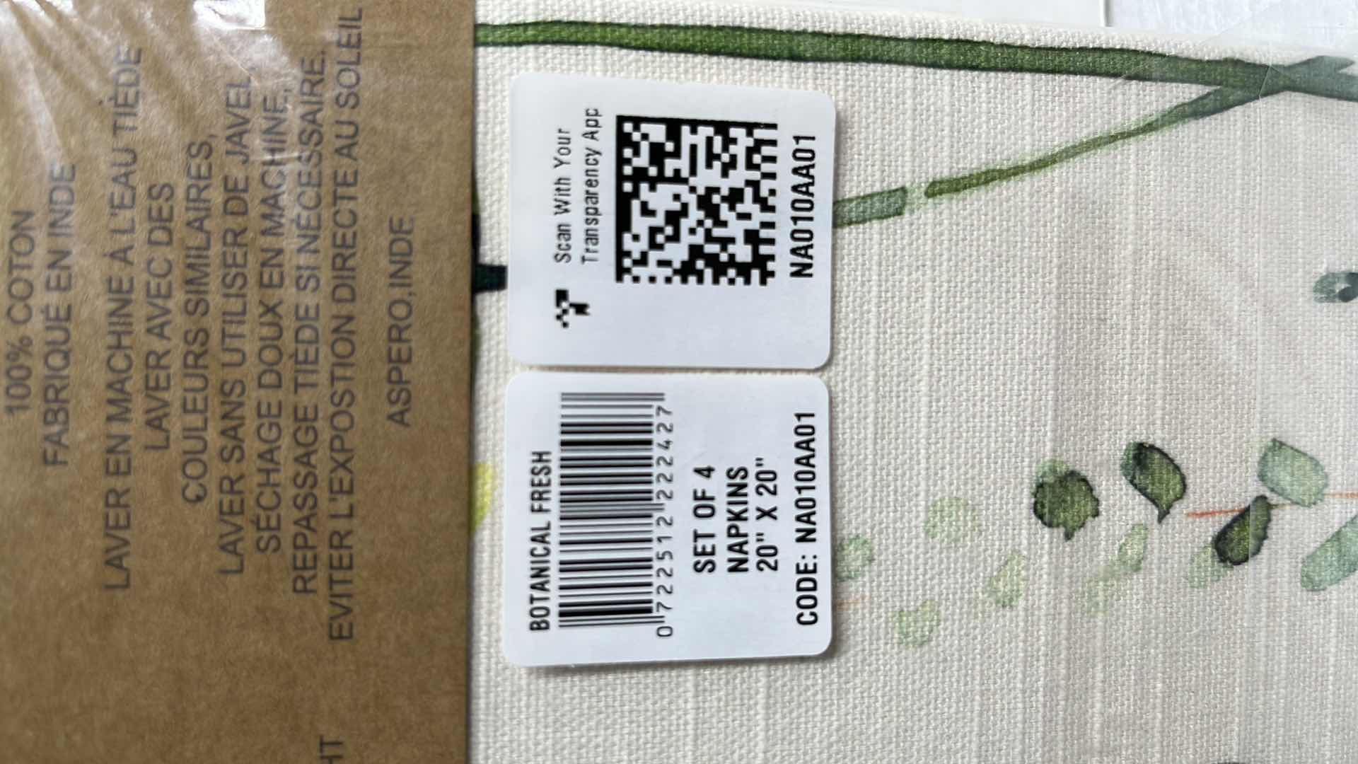 Photo 1 of NEW MAISON D’ HERMINE SET OF 4 BOTANICAL FRESH 100% COTTON CLOTH NAPKINS 20” X 20” #NA010AA01