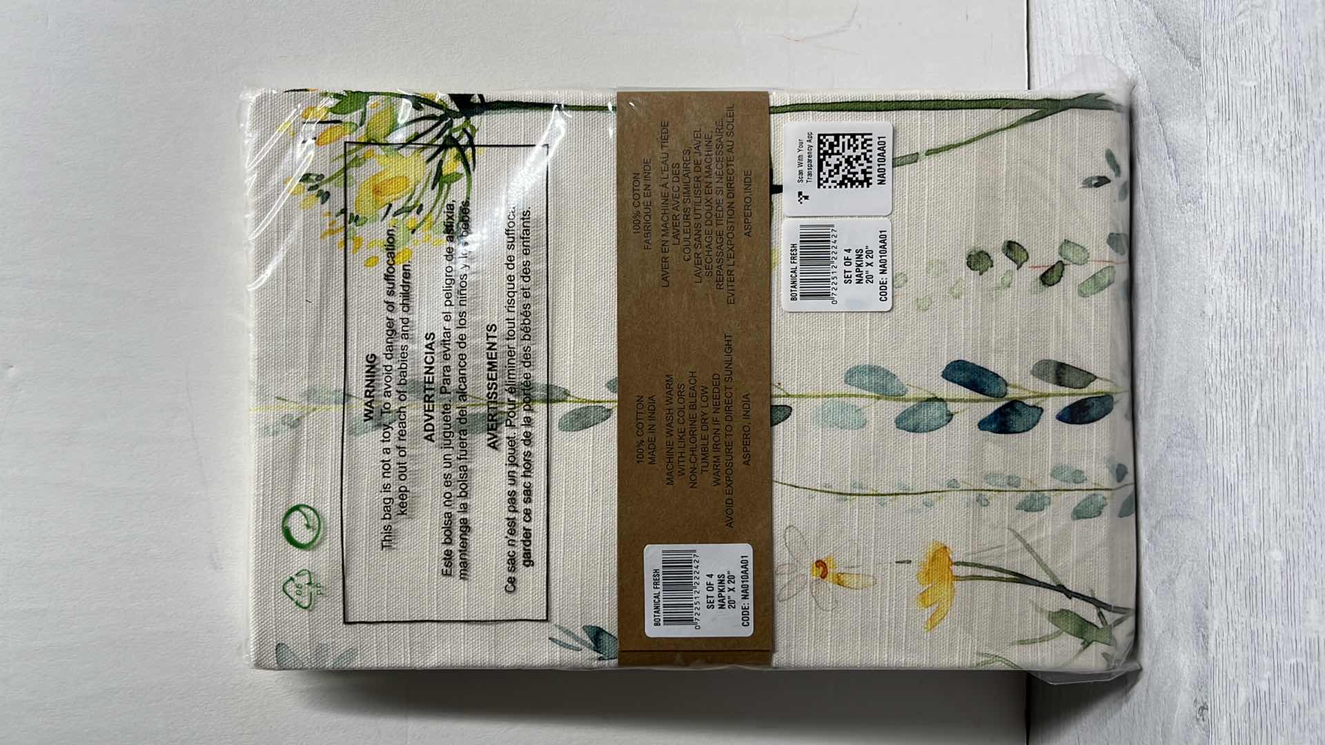 Photo 1 of NEW MAISON D’ HERMINE SET OF 4 BOTANICAL FRESH 100% COTTON CLOTH NAPKINS 20” X 20” #NA010AA01