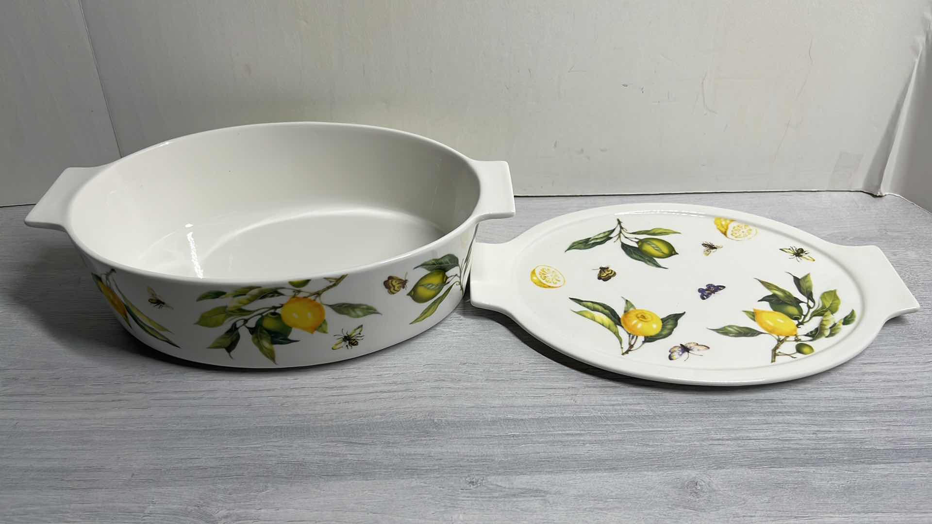 Photo 1 of VINTAGE GRACE PANTRY “LEMON SPRING” PORCELAIN OVAL COVERED CASSEROLE DISH 7.5” X 11.5” H3.25”