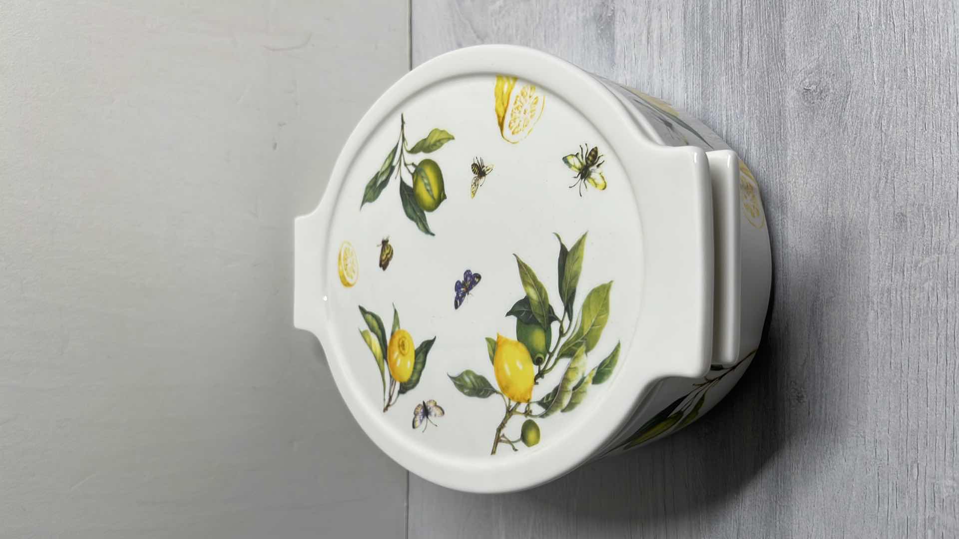 Photo 2 of VINTAGE GRACE PANTRY “LEMON SPRING” PORCELAIN OVAL COVERED CASSEROLE DISH 7.5” X 11.5” H3.25”