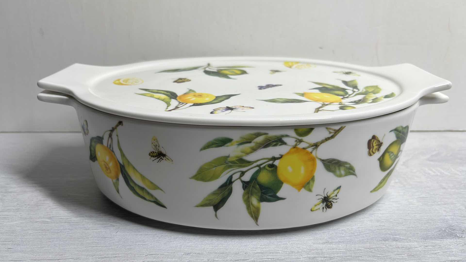 Photo 1 of VINTAGE GRACE PANTRY “LEMON SPRING” PORCELAIN OVAL COVERED CASSEROLE DISH 7.5” X 11.5” H3.25”