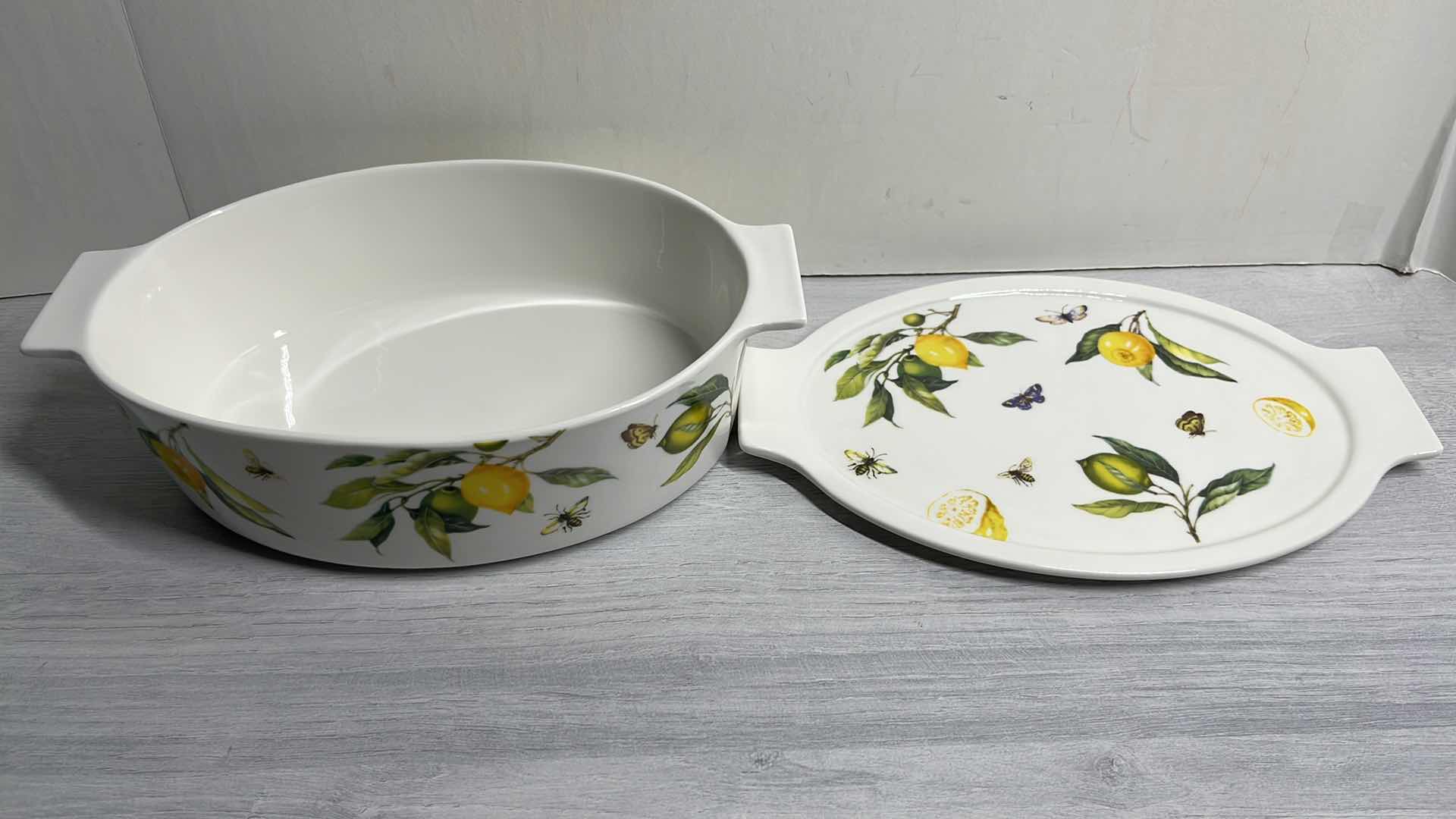 Photo 3 of VINTAGE GRACE PANTRY “LEMON SPRING” PORCELAIN OVAL COVERED CASSEROLE DISH 7.5” X 11.5” H3.25”