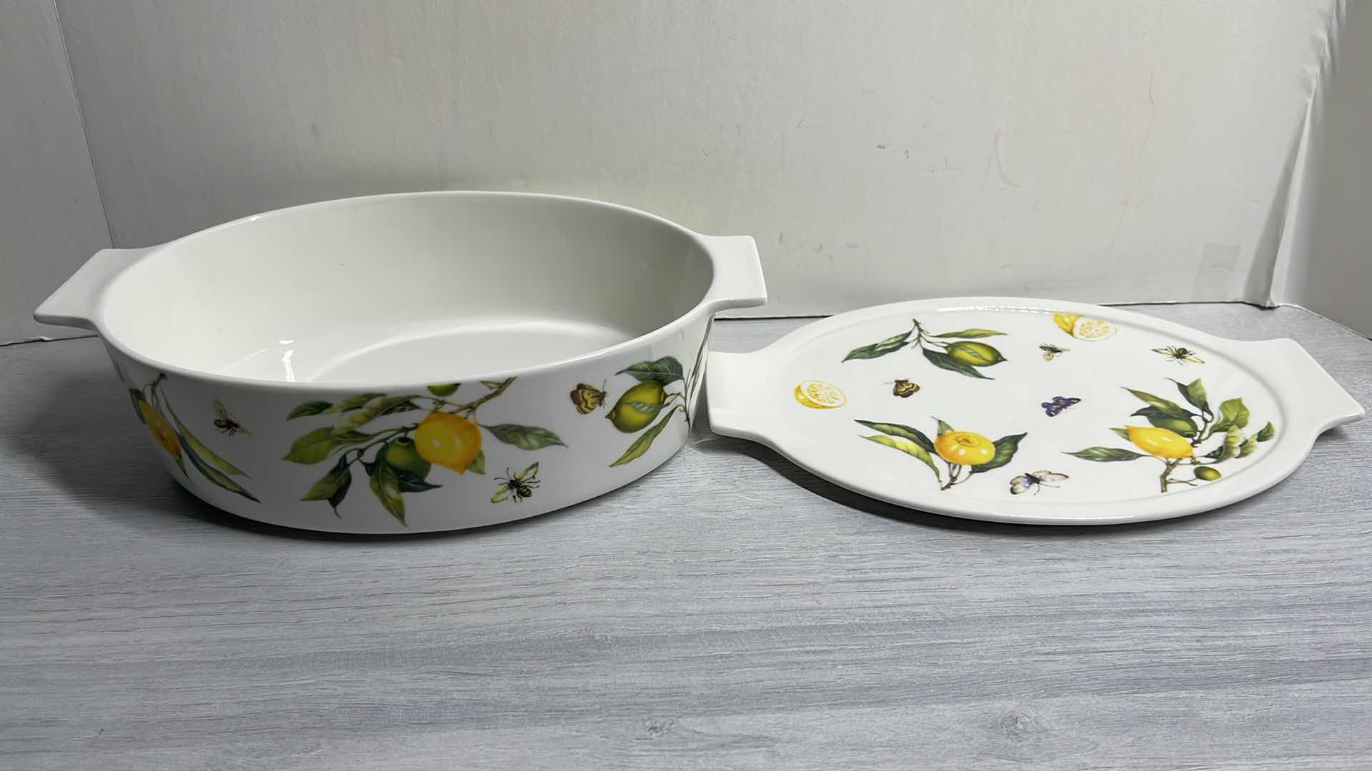Photo 1 of VINTAGE GRACE PANTRY “LEMON SPRING” PORCELAIN OVAL COVERED CASSEROLE DISH 7.5” X 11.5” H3.25”