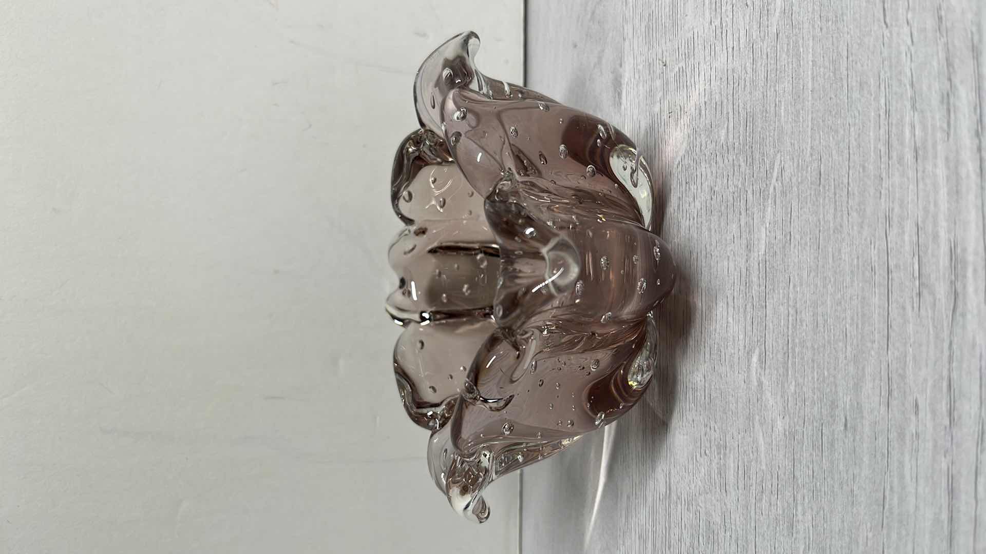 Photo 1 of MID-CENTURY MODERN MURANO STYLE AUBERGINE-PURPLE TO CLEAR CONTROLLED BUBBLE FLOWER BOWL & VASE