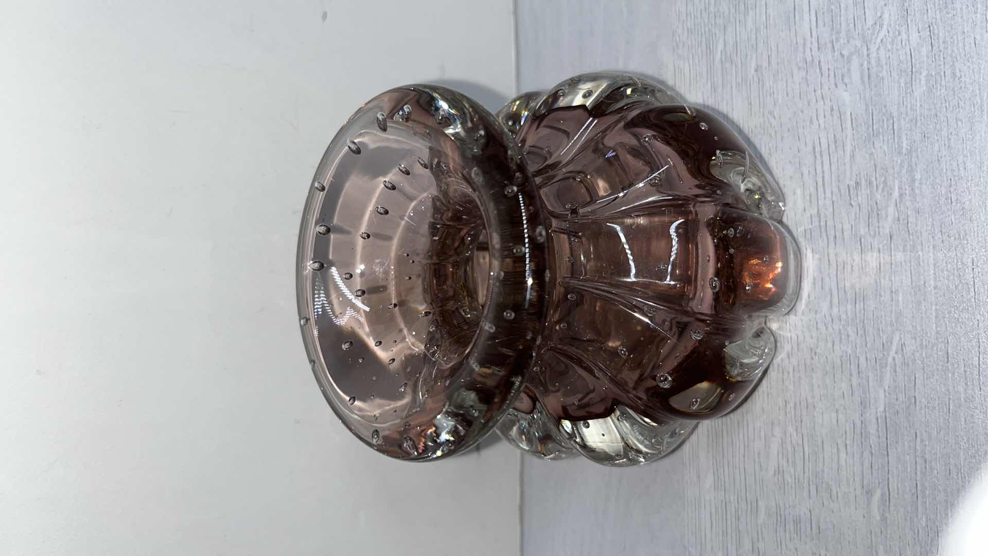 Photo 1 of MID-CENTURY MODERN MURANO STYLE AUBERGINE-PURPLE TO CLEAR CONTROLLED BUBBLE FLOWER BOWL & VASE