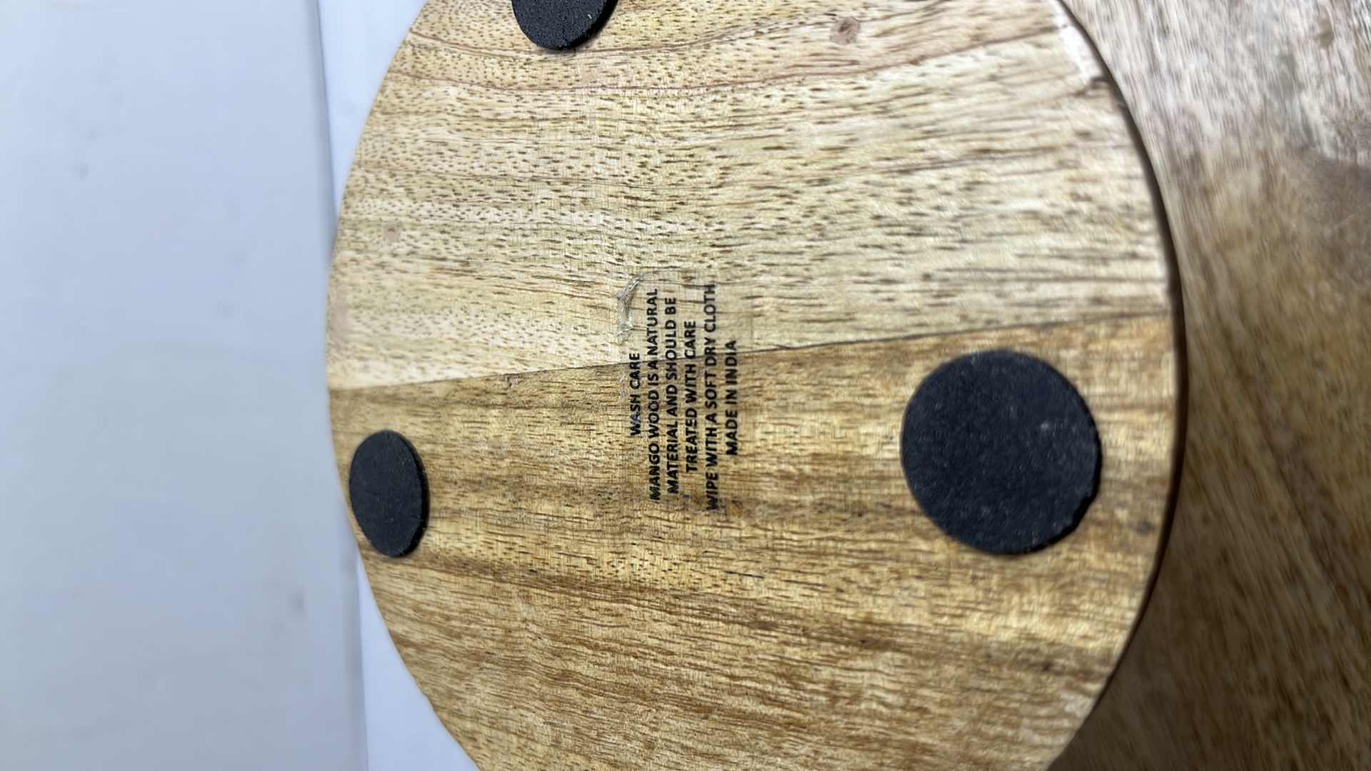 Photo 1 of MANGO WOOD PEDESTAL SERVING PLATE W LEMONS  11.75” X 6”