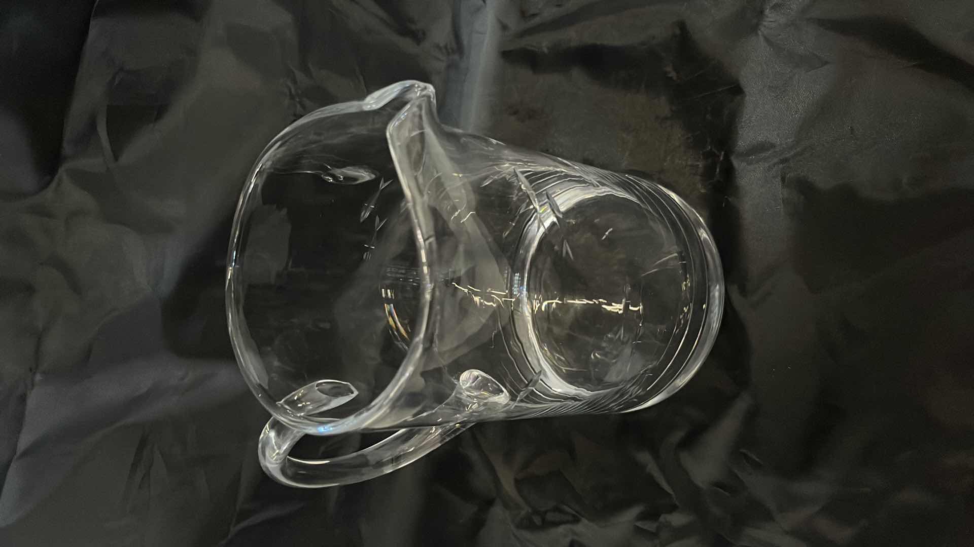 Photo 1 of CRATE & BARREL CLEAR GLASS 75oz PITCHER W ETCHED REEF FISH 8.5”
