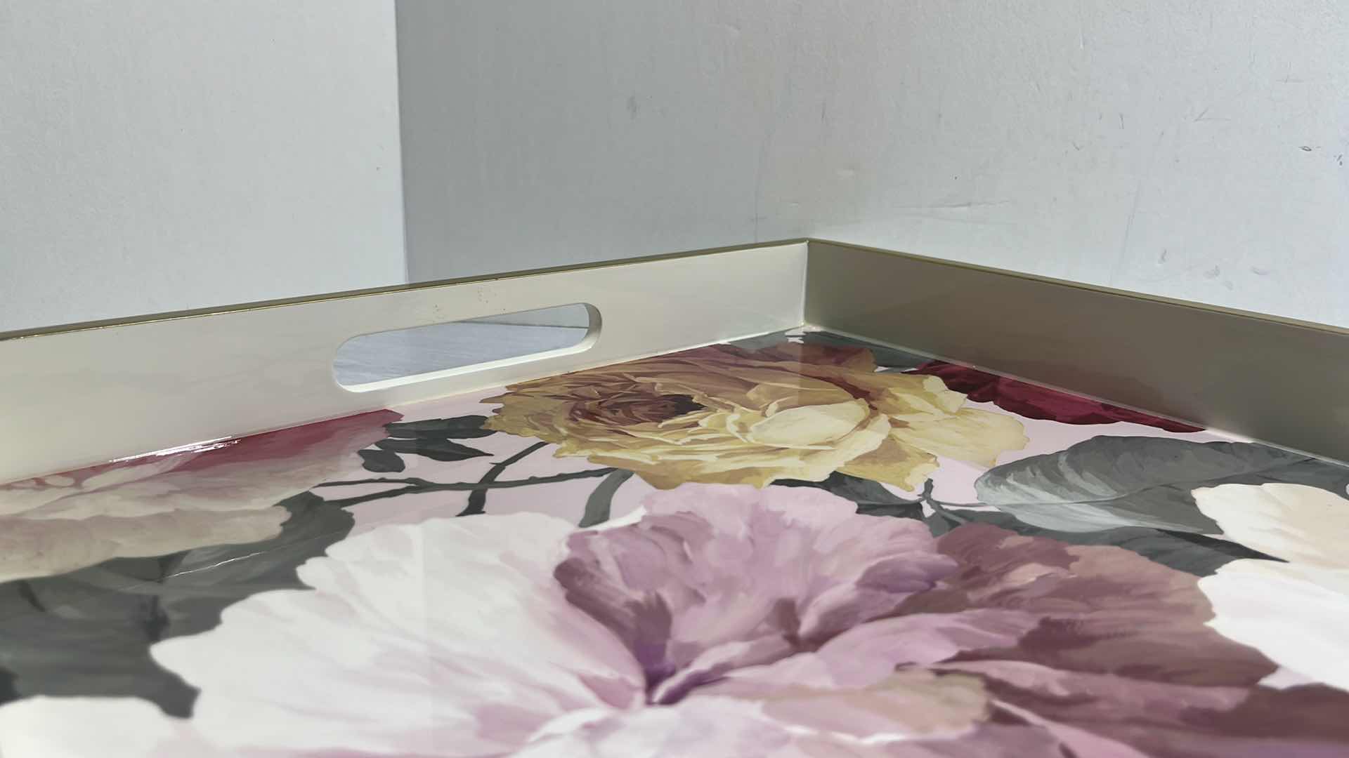 Photo 1 of FRINGE STUDIO LARGE WOODEN ROSE BLUSH SERVING TRAY 13.75” X 17.5” H2”