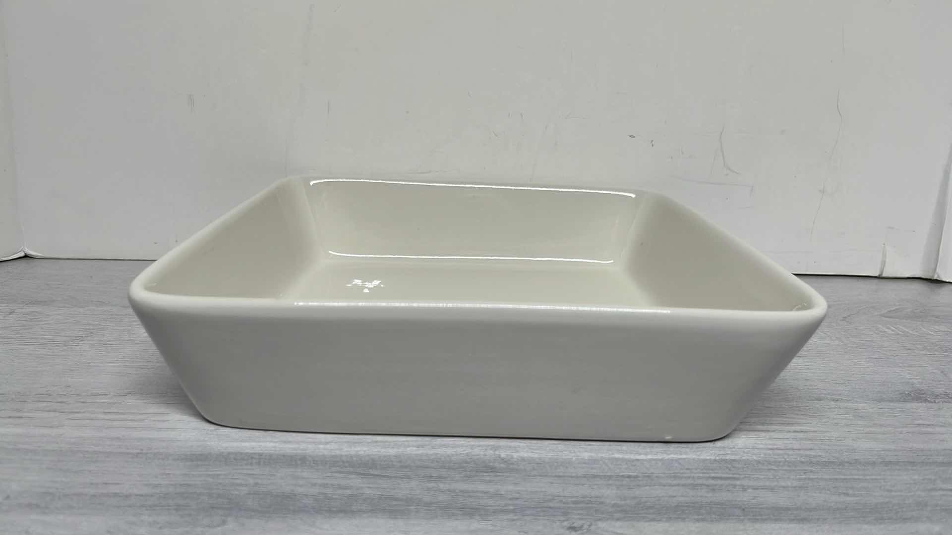View 1 of 10 STRAWBERRY STREET NOVA WHITE 9" PORCELAIN SQUARE BAKER 9.75” X 9.75” H2.25”