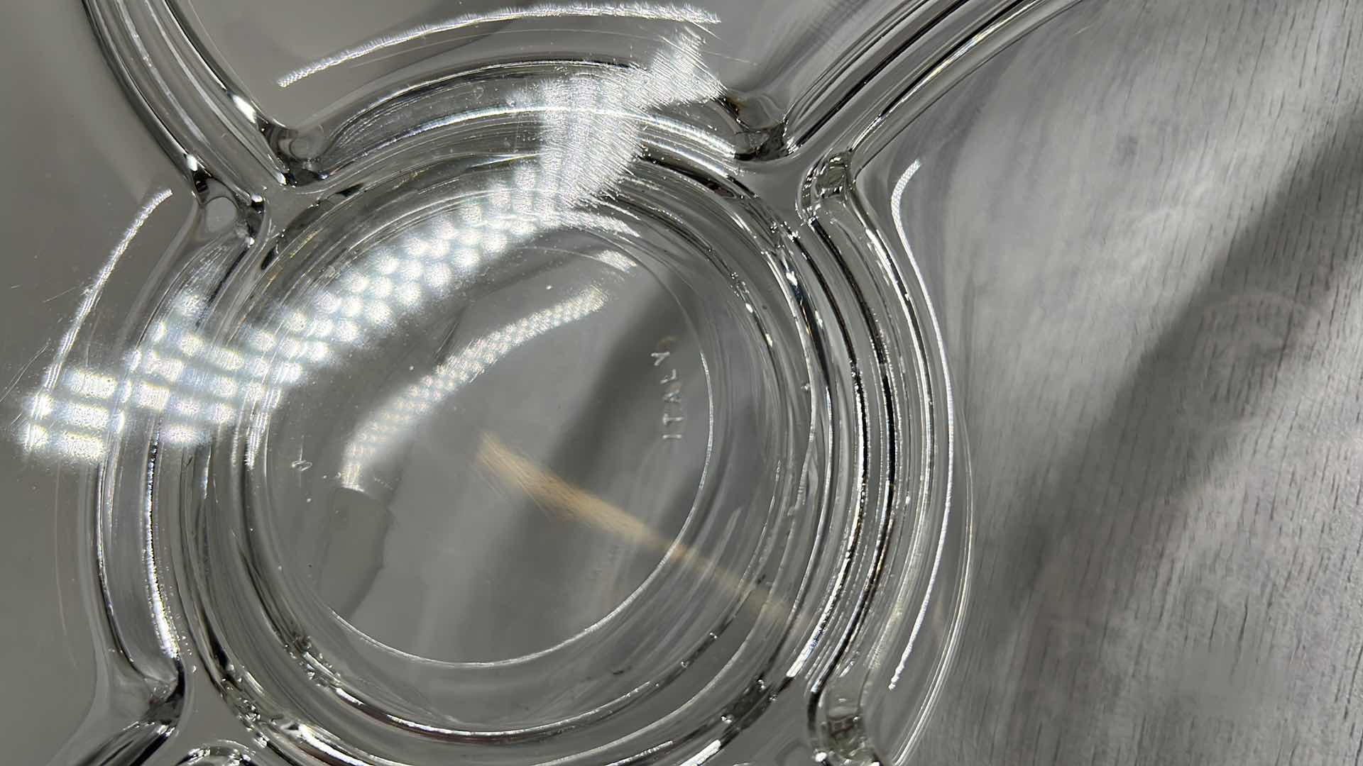 Photo 1 of LUIGI BORMIOLI 2-IN-1 GLASS CAKE STAND & DIP/VEGGIE SERVING DISH 12” X 12” H2.75”