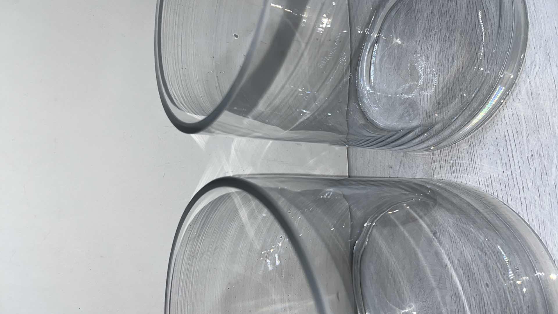 Photo 1 of GLASS CYLINDER VASES  5.25” X 5.25” H6.5” (2)