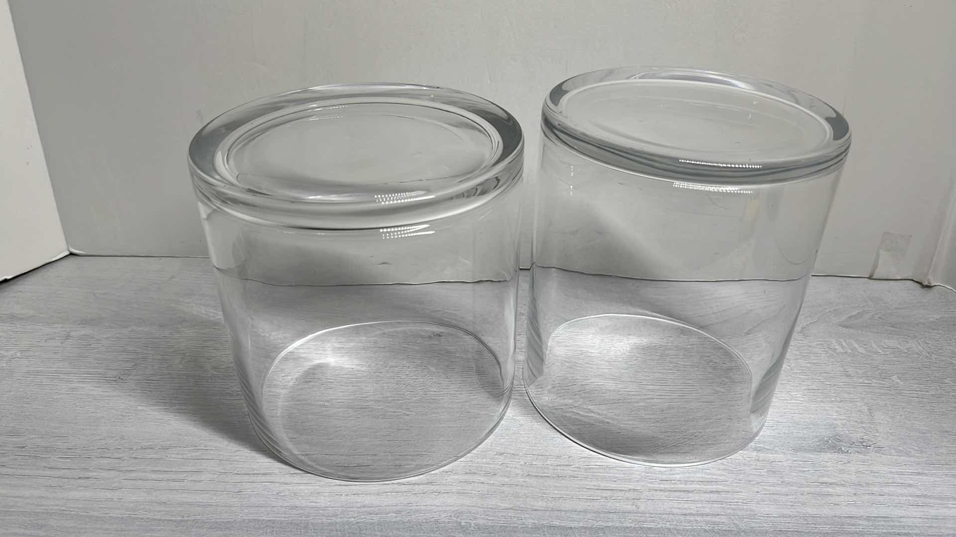 Photo 1 of GLASS CYLINDER VASES  5.25” X 5.25” H6.5” (2)
