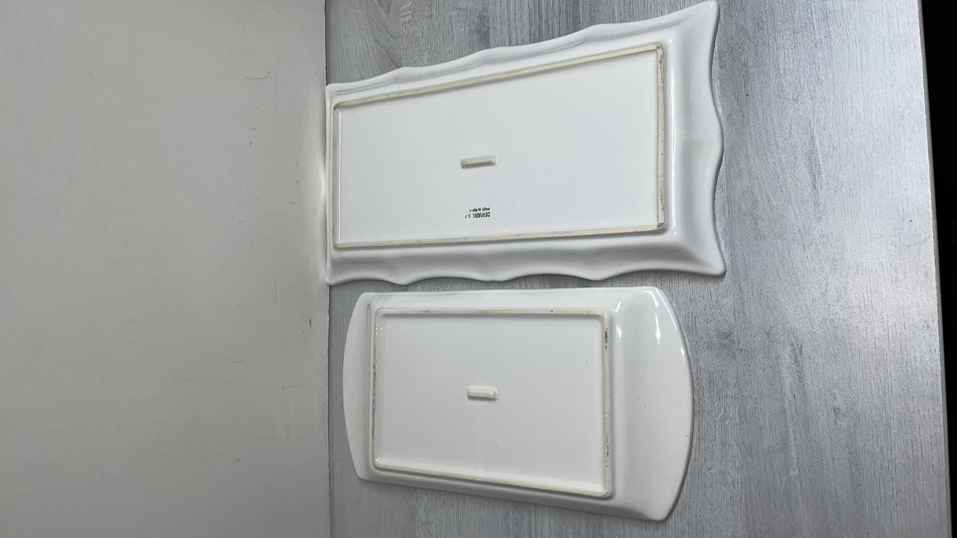 Photo 1 of CERIART S.A. PORTUGAL CERAMIC STONEWARE RECTANGULAR WHITE SERVING PLATTERS (2)