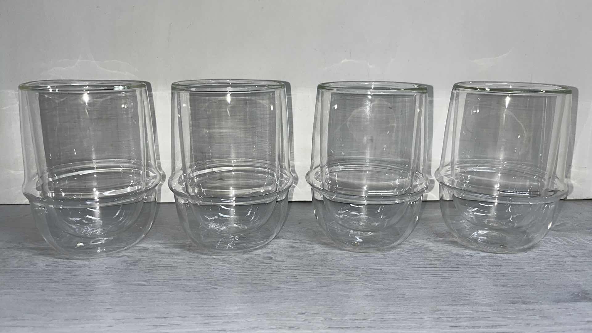 Photo 1 of KINTO KRONOS DOUBLE WALL 8.5oz COFFEE CUP, HEAT RESISTANT GLASS (4)