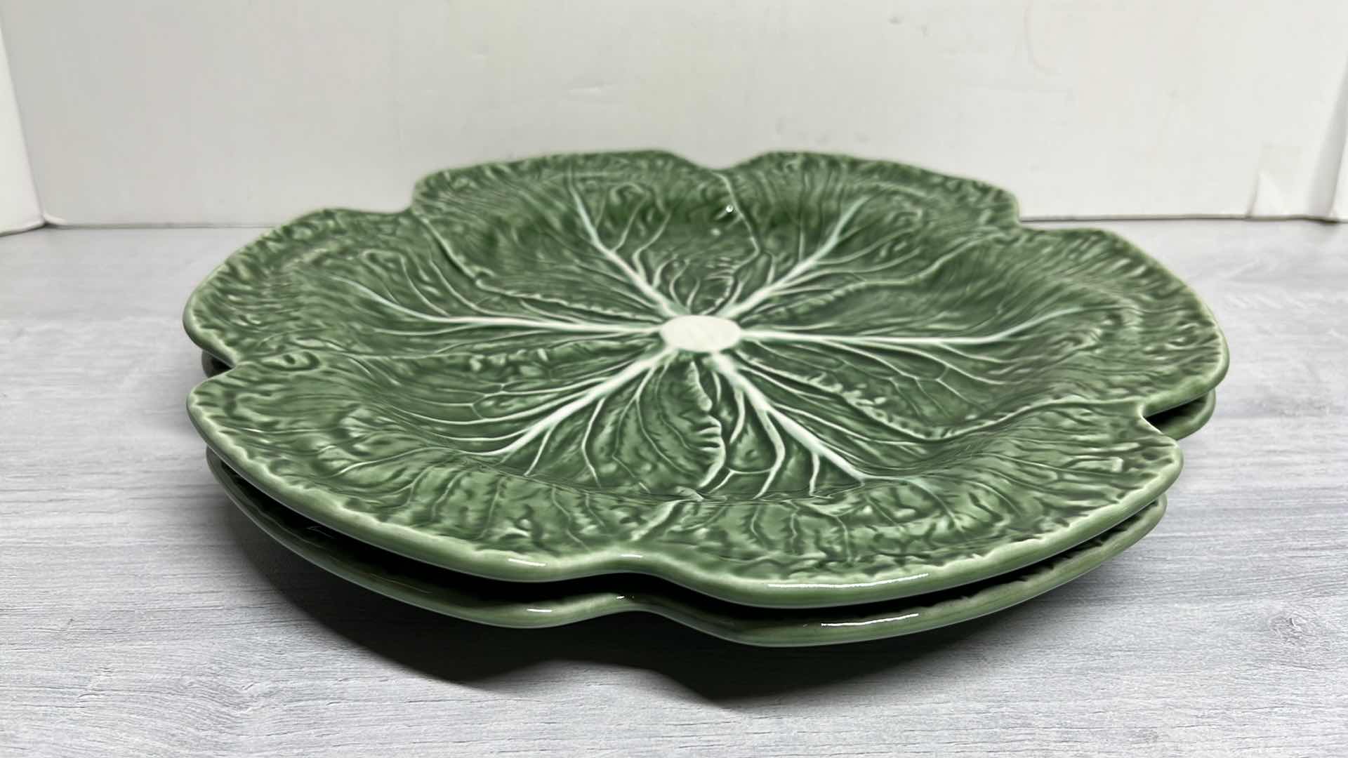 Photo 1 of BORDALLO PINHEIRO CABBAGE 12” CHARGER PLATE (2)