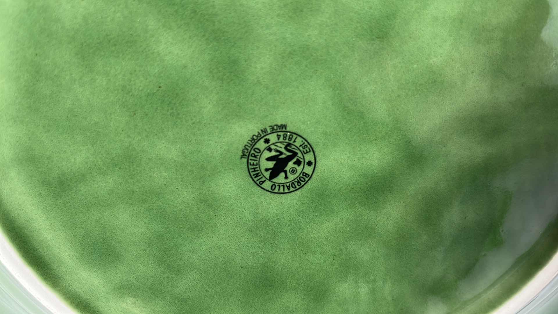 Photo 1 of BORDALLO PINHEIRO 12” CABBAGE CHARGER PLATE & CABBAGE/DRAGONFLY 11” PLATTER PLATE (2)