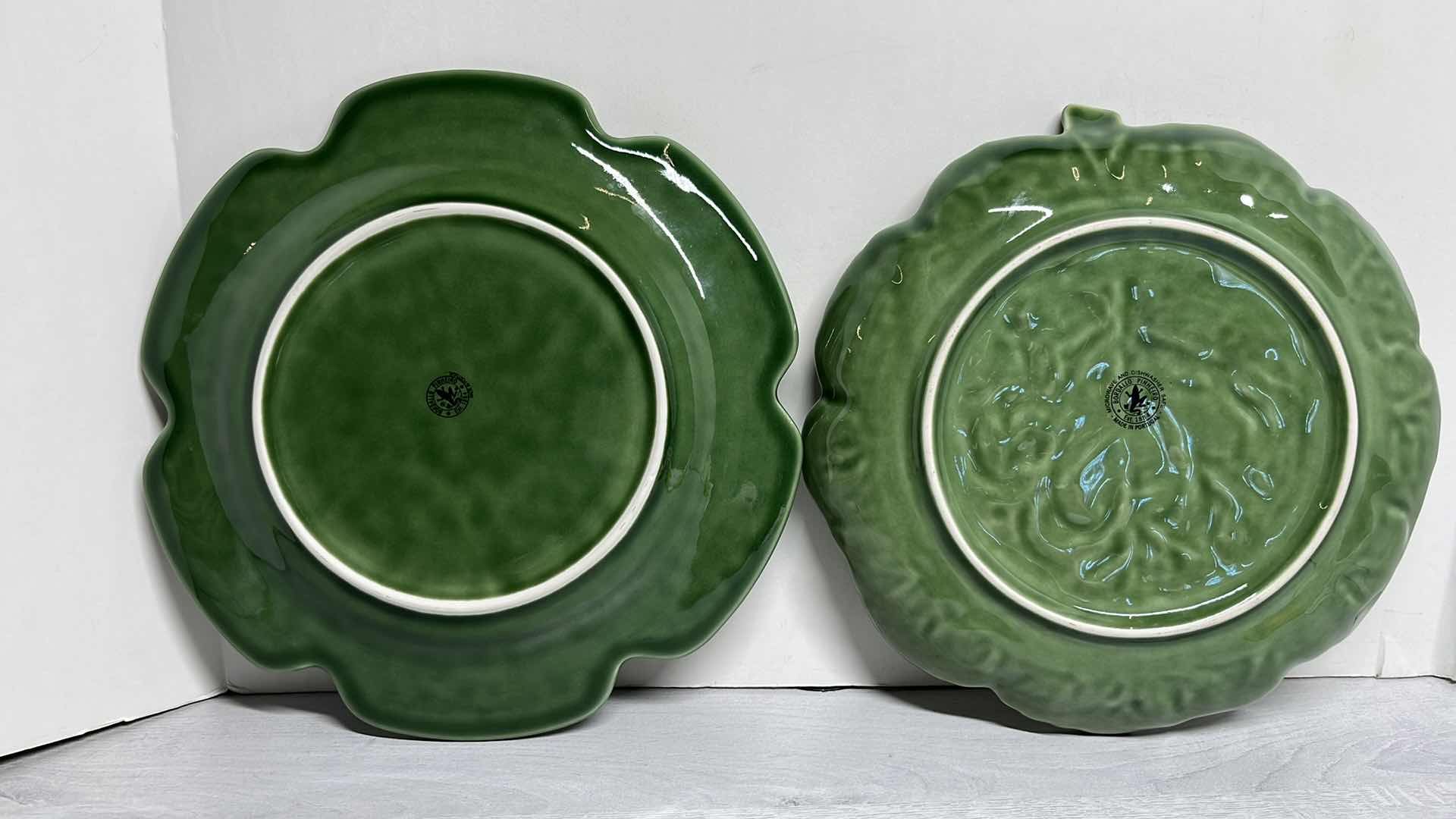 Photo 1 of BORDALLO PINHEIRO 12” CABBAGE CHARGER PLATE & CABBAGE/DRAGONFLY 11” PLATTER PLATE (2)