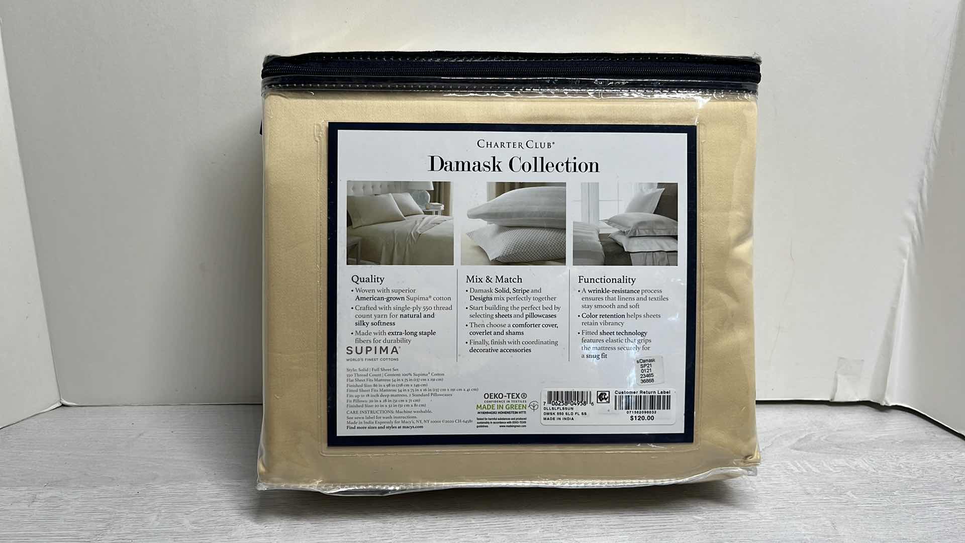 Photo 1 of NEW CHARTER CLUB DAMASK COLLECTION FULL SHEET SET 550 THREAD COUNT SUPIMA