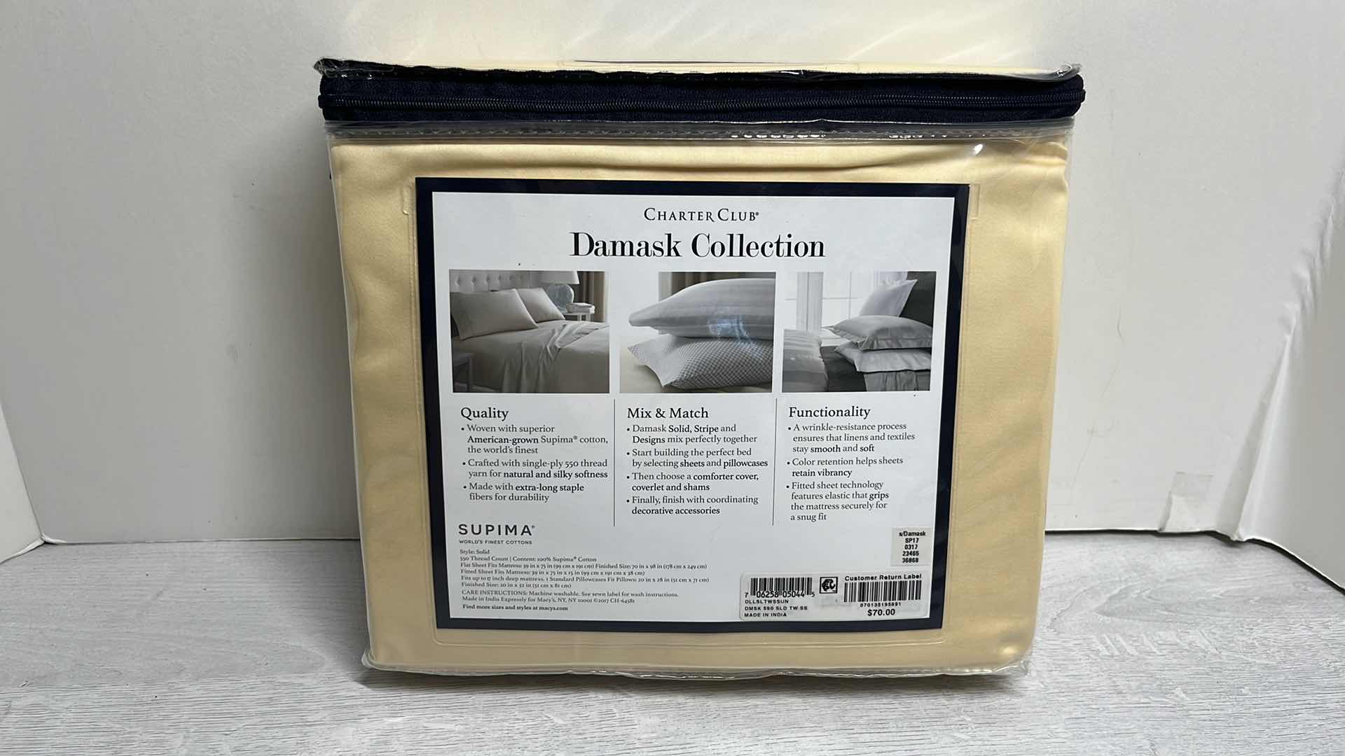 Photo 1 of NEW CHARTER CLUB DAMASK COLLECTION TWIN SHEET SET 550 THREAD COUNT SUPIMA