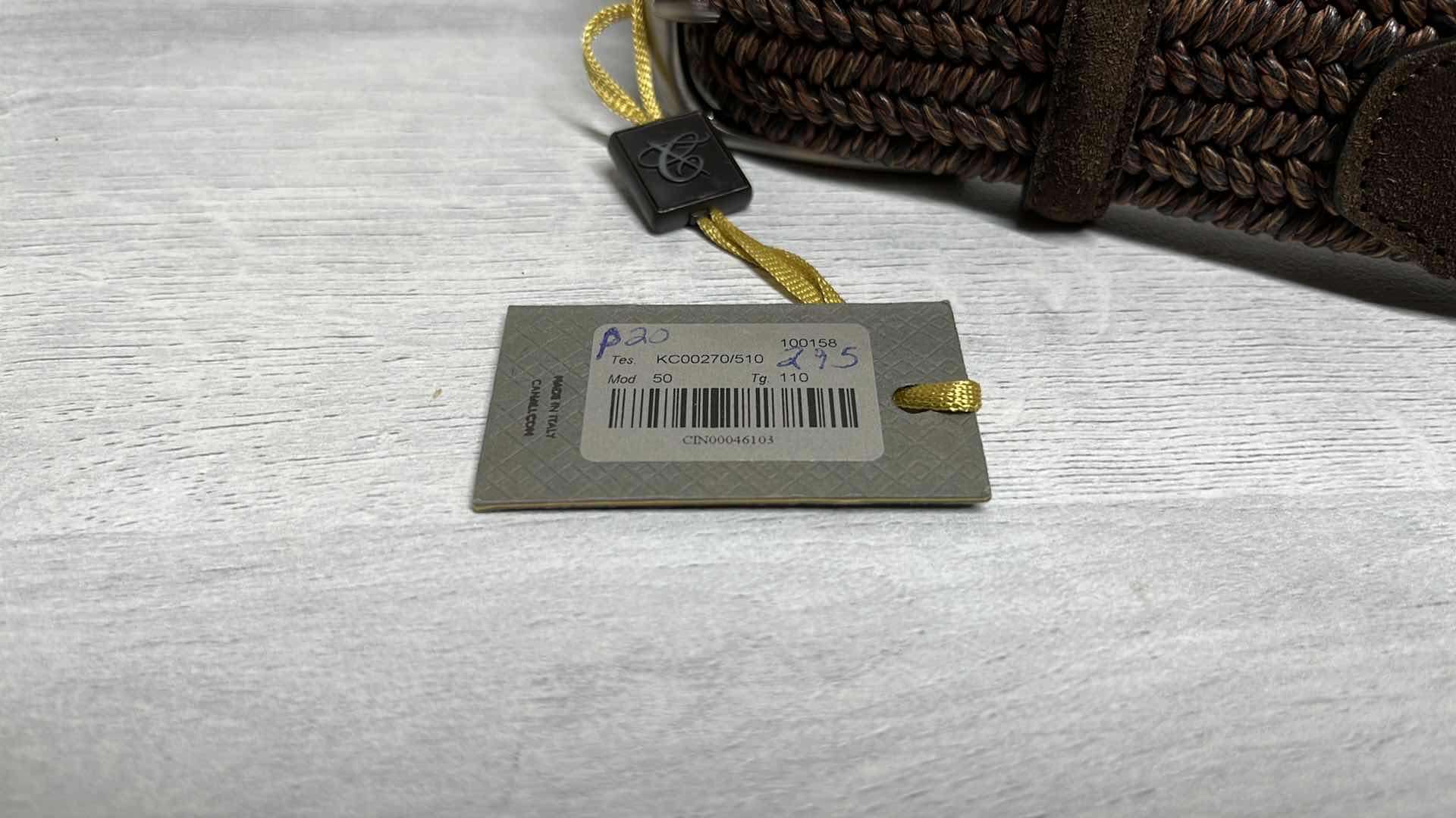 Photo 1 of NEW CANALI MENS BROWN CABLE CALFSKIN BELT, MADE IN ITALY SIZE 110 (US 40)