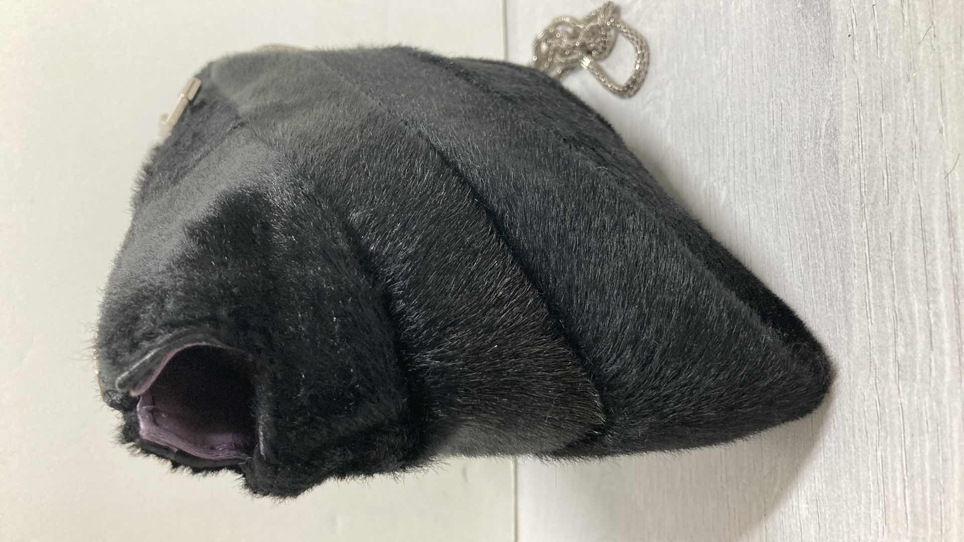 Photo 1 of MCM BLACK FUR HANDBAG MADE IN ITALY 9” X 7”