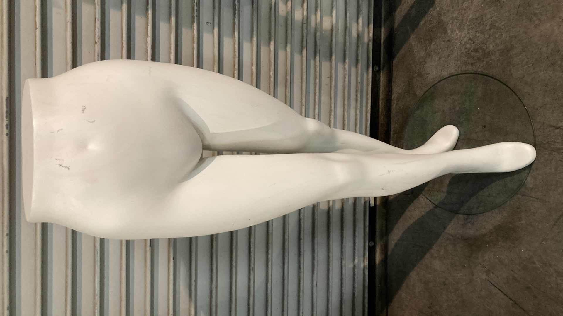 Photo 1 of FEMALE MANNEQUIN LEGS W 16” GLASS BASE 12” X 14” H44.5”