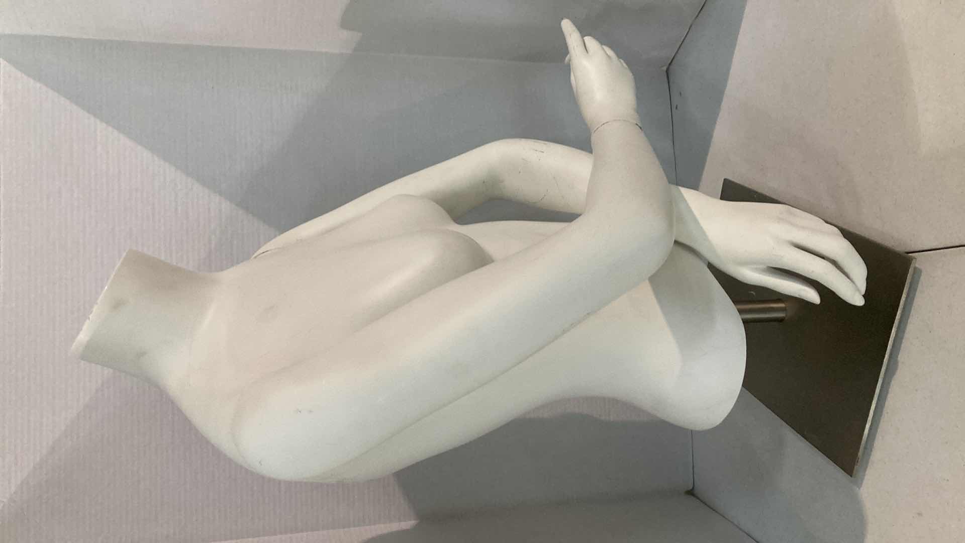 Photo 1 of FEMALE MANNEQUIN TORSO W ARMS, HANDS & STEEL BASE 16.5” X 17” H30”