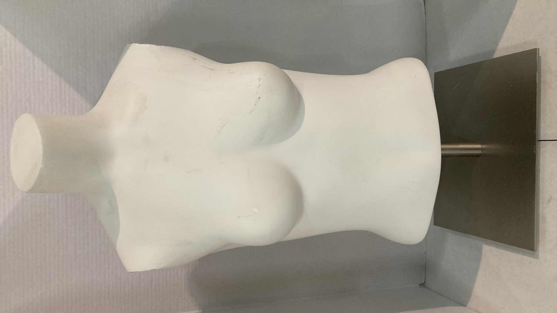 View 1 of FEMALE MANNEQUIN TORSO W STEEL BASE 12” X 9” H30”