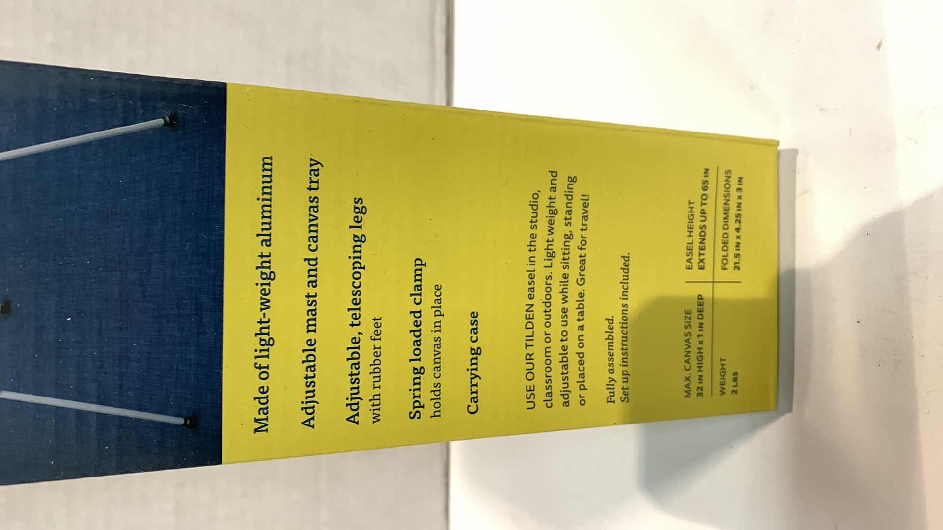 Photo 1 of ART ALTERNATIVES TILDEN ALUMINIUM TRAVEL TRIPOD EASEL WITH CASE 21.75" L x 3.65" H3.6"-65"