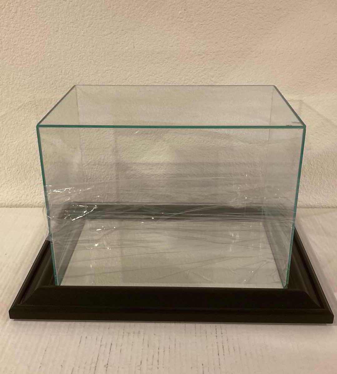 Photo 1 of NEW PERFECT CASES MEMORABILIA 360 DISPLAY MIRRORED BOTTOM WOOD TRIM GLASS CASE 16” X 12” H10”