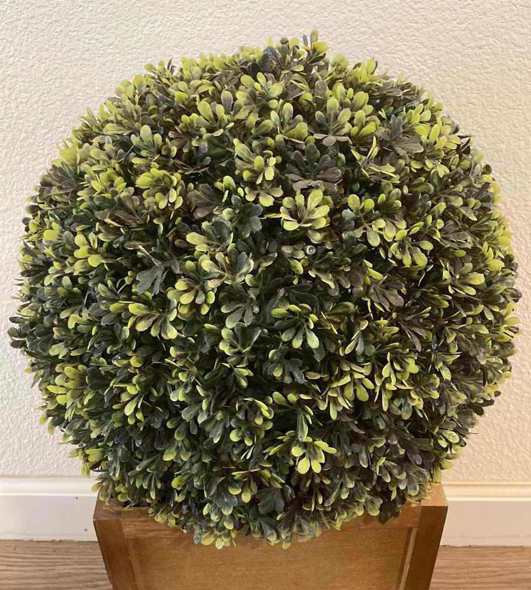Photo 1 of ARTIFICIAL TOPIARY BALL PATIO PLANTER W AA BATTERY OPERATED LED LIGHTS 13” X 24”