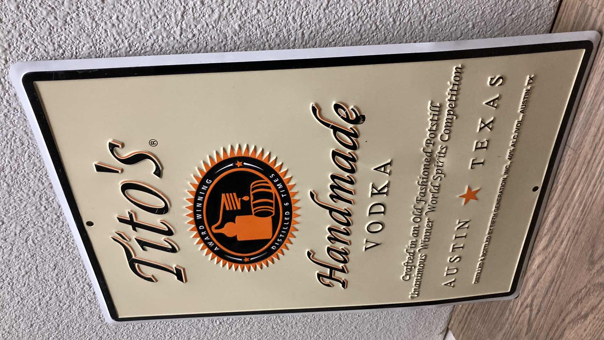 Photo 1 of TITO’S HANDMADE VODKA TIN SIGN 12” X 18”