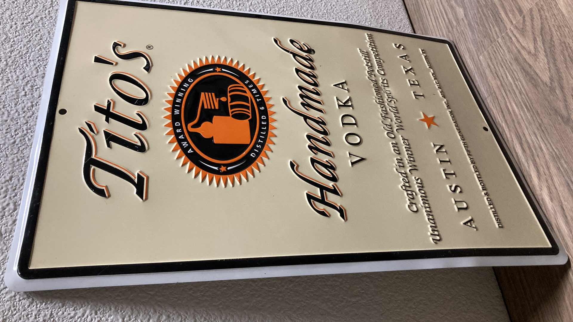 Photo 1 of TITO’S HANDMADE VODKA TIN SIGN 12” X 18”