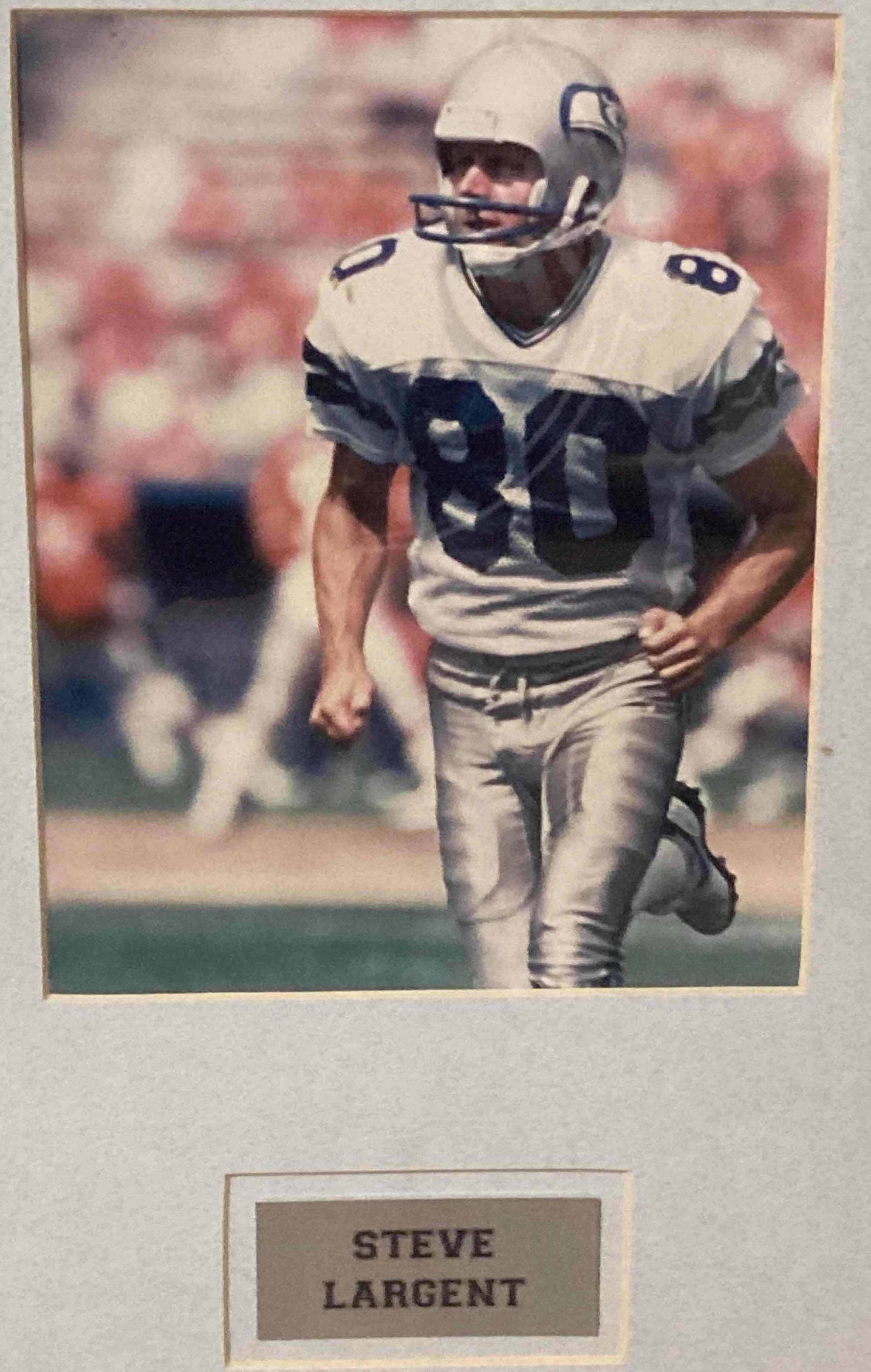 Photo 1 of STEVE LARGENT SEAHAWKS #80 NFL FOOTBALL FRAMED PHOTOGRAPH 13” X 19”