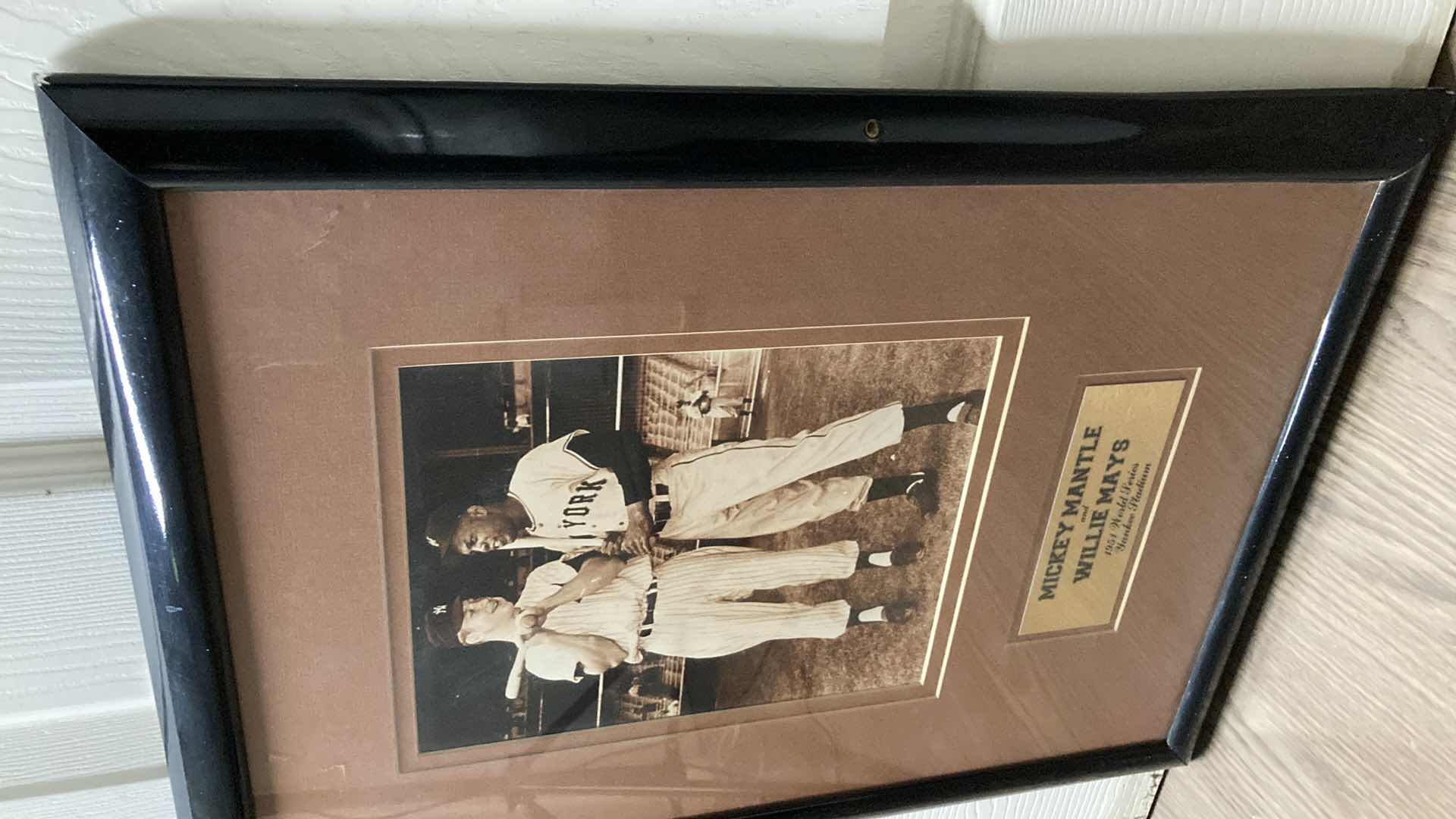 Photo 3 of MICKEY MANTLE & WILLIE MAYS 1951 WORLD SERIES YANKEE STADIUM FRAMED PHOTOGRAPH 15” X 21”