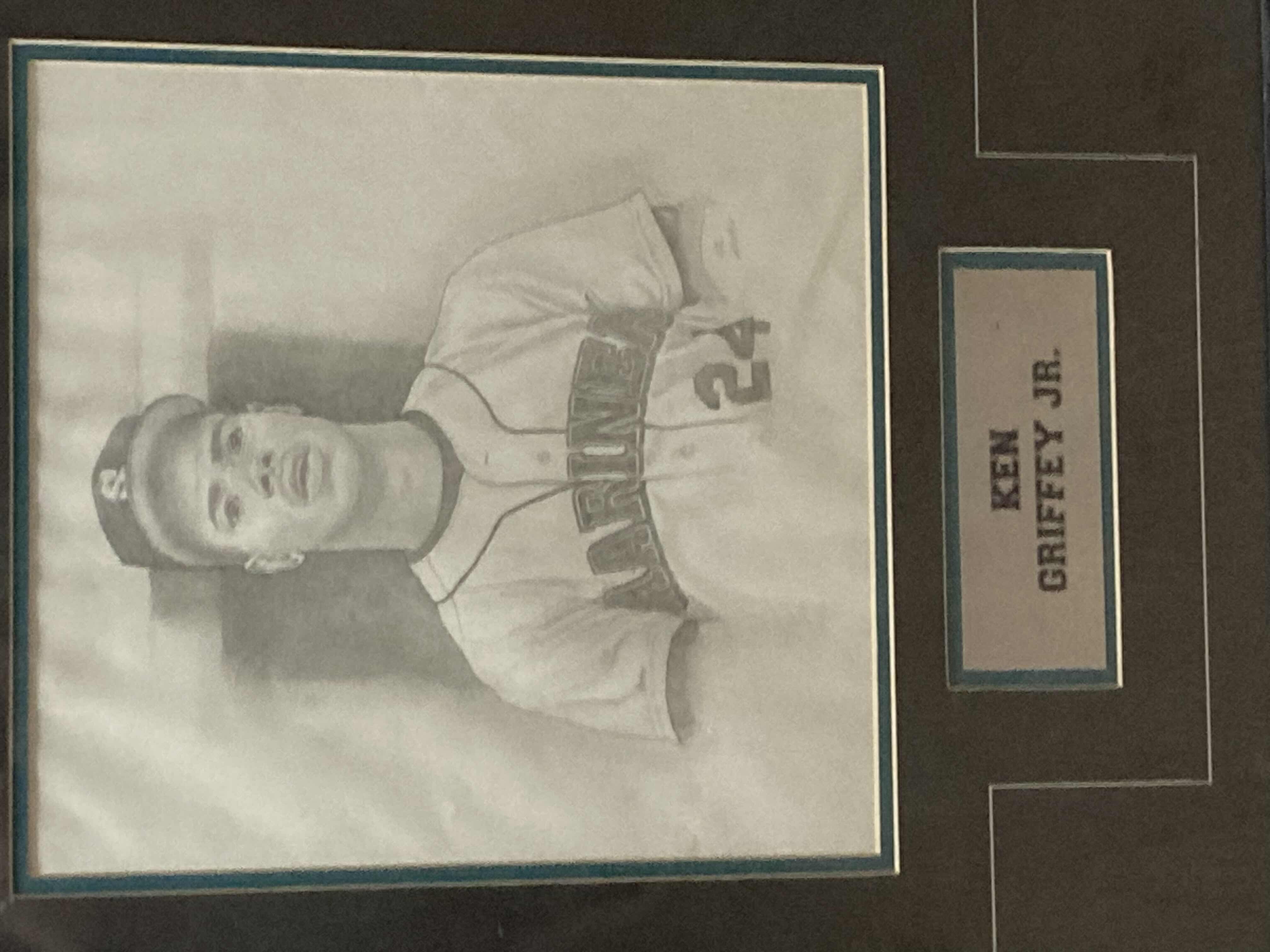 Photo 1 of KEN GRIFFEY JR MARINERS #24 MLB BASEBALL FRAMED SKETCH ARTWORK 15” X 21”