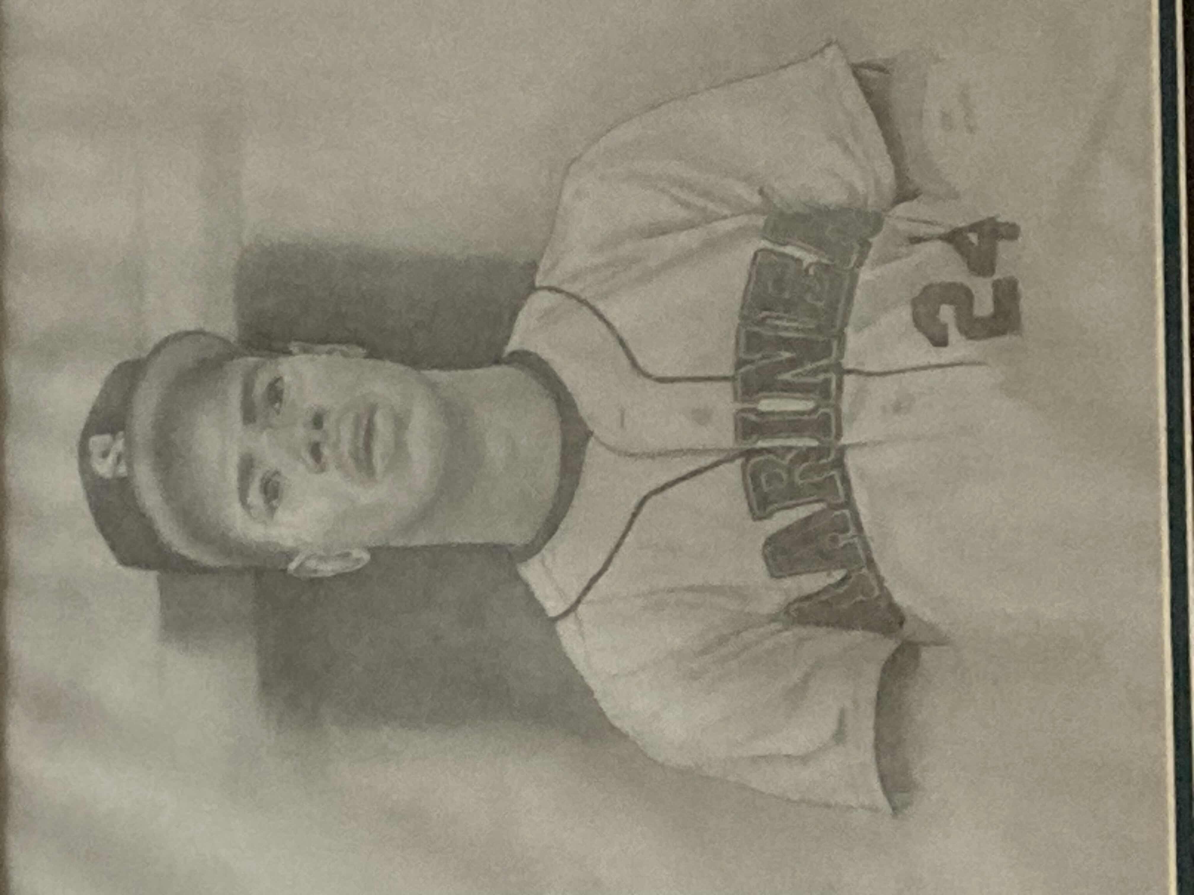 Photo 1 of KEN GRIFFEY JR MARINERS #24 MLB BASEBALL FRAMED SKETCH ARTWORK 15” X 21”