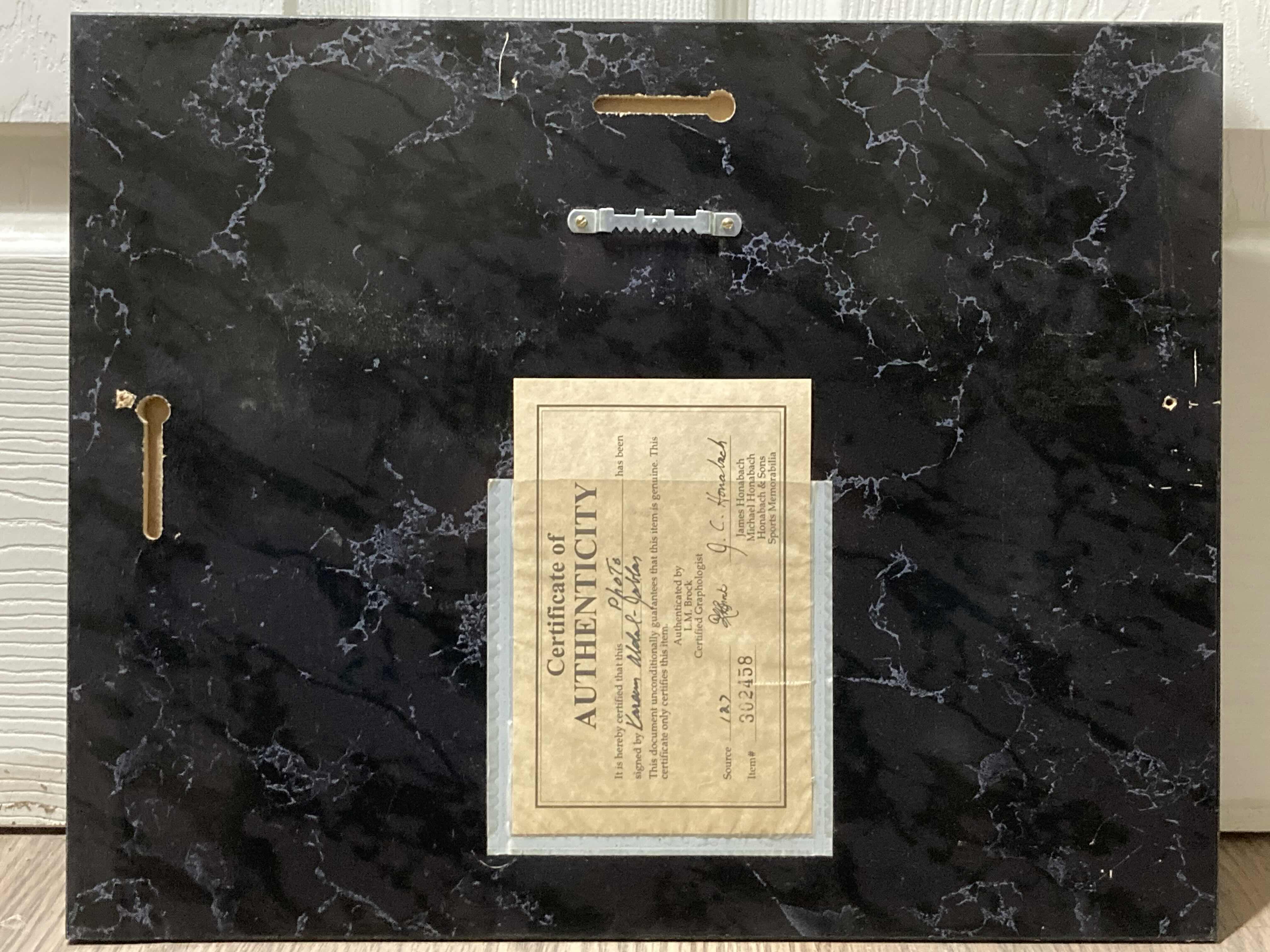 Photo 6 of KAREEM ABDUL-JABBAR LAKERS 1970 MEMORABILIA PLAQUE AUTOGRAPHED BY KAREEM ABDUL-JABBAR W PLAYERS CARD & COA 15” X 12”