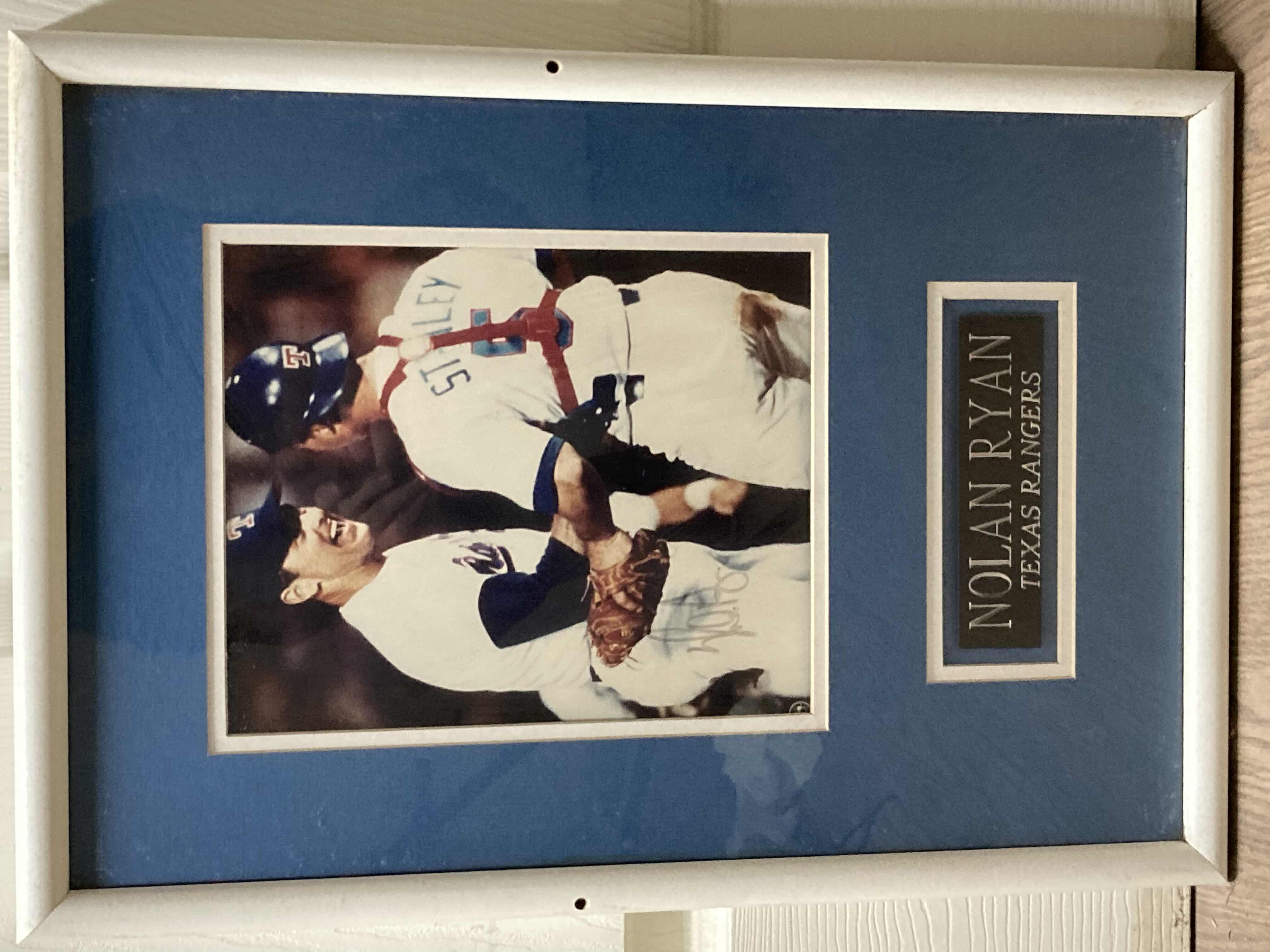 Photo 1 of NOLAN RYAN RANGERS MLB BASEBALL FRAMED PHOTOGRAPH AUTOGRAPHED BY NOLAN RYAN NO COA 19.5” X 13.5”