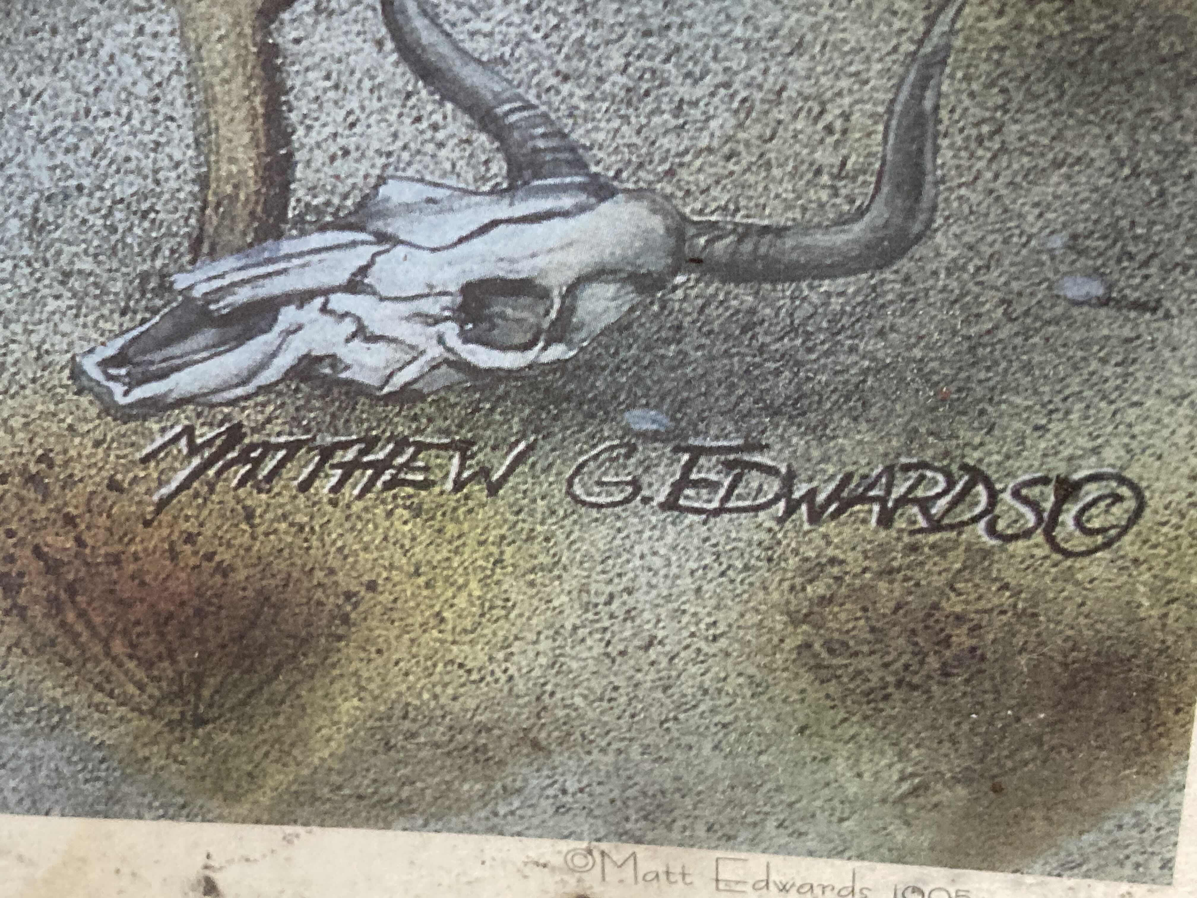 Photo 1 of CARD SHARK OLD LAS VEGAS CARTOON FRAMED ARTWORK AUTOGRAPHED BY MATTHEW EDWARDS 36” X 27”