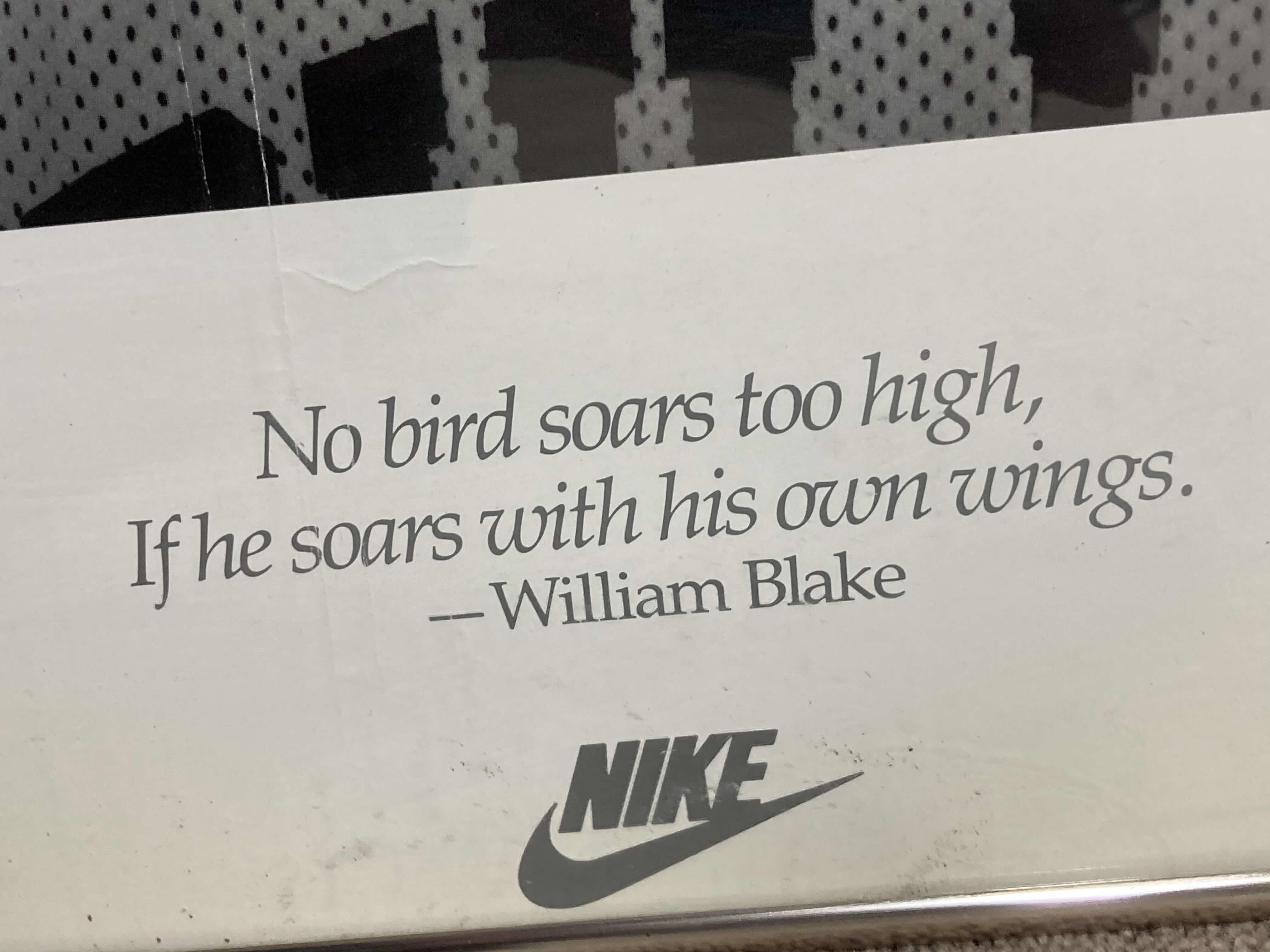 Photo 1 of MICHAEL JORDAN NIKE WINGS FRAMED POSTER AUTOGRAPHED BY MICHAEL JORDAN NO COA 73” X 21.5”