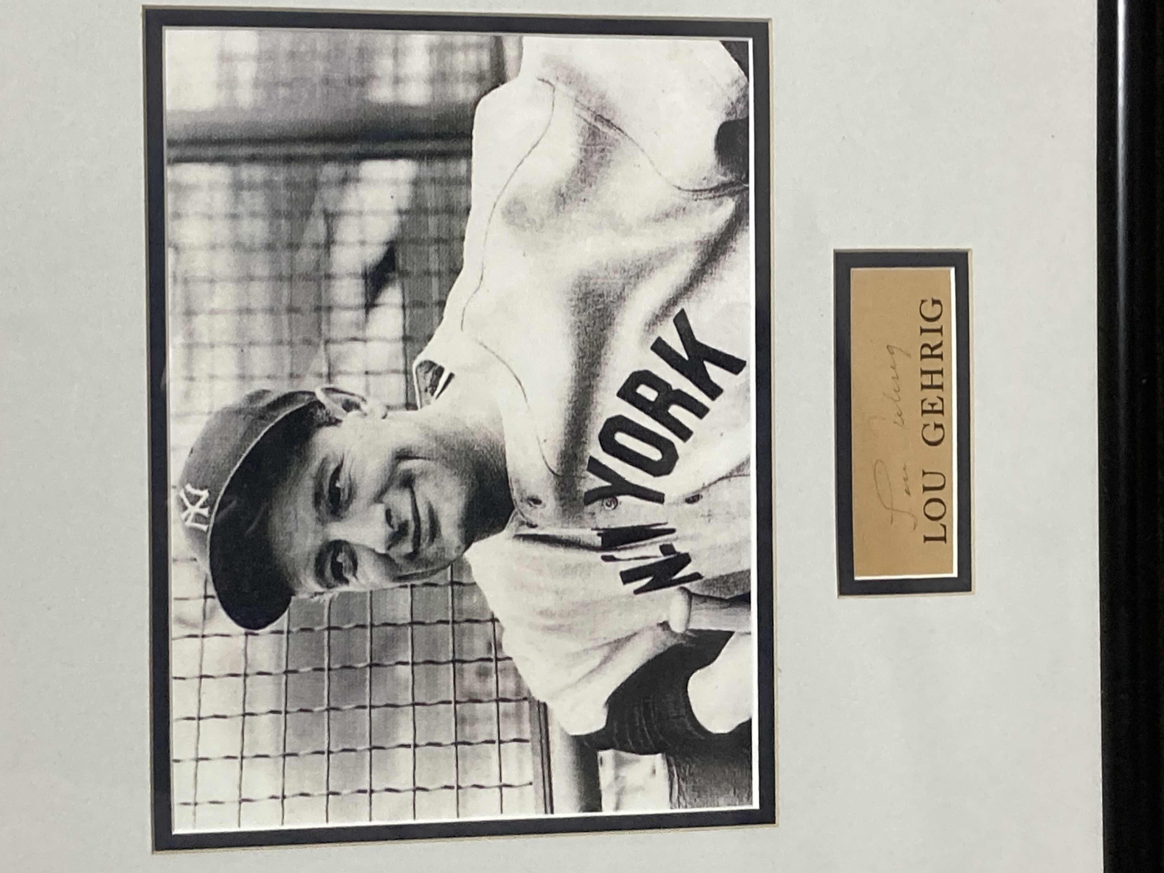 View 2 of LOU GEHRIG YANKEES FRAMED PHOTOGRAPH AUTOGRAPHED BY LOU GEHRIG NO COA 18.75” X 18”