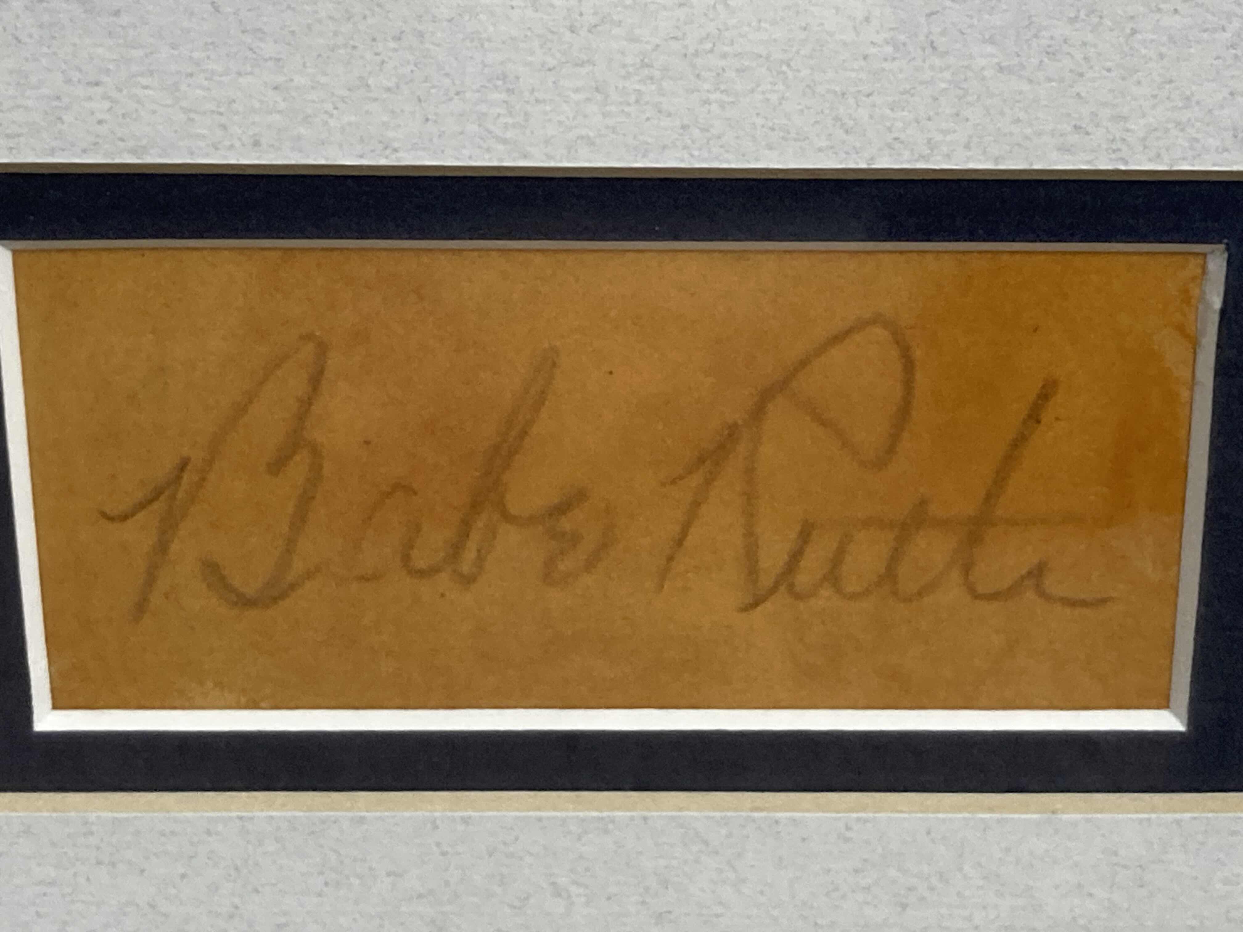 Photo 1 of BABE RUTH FRAMED PHOTOGRAPH AUTOGRAPHED BY BABE RUTH NO COA 18.75” X 18”