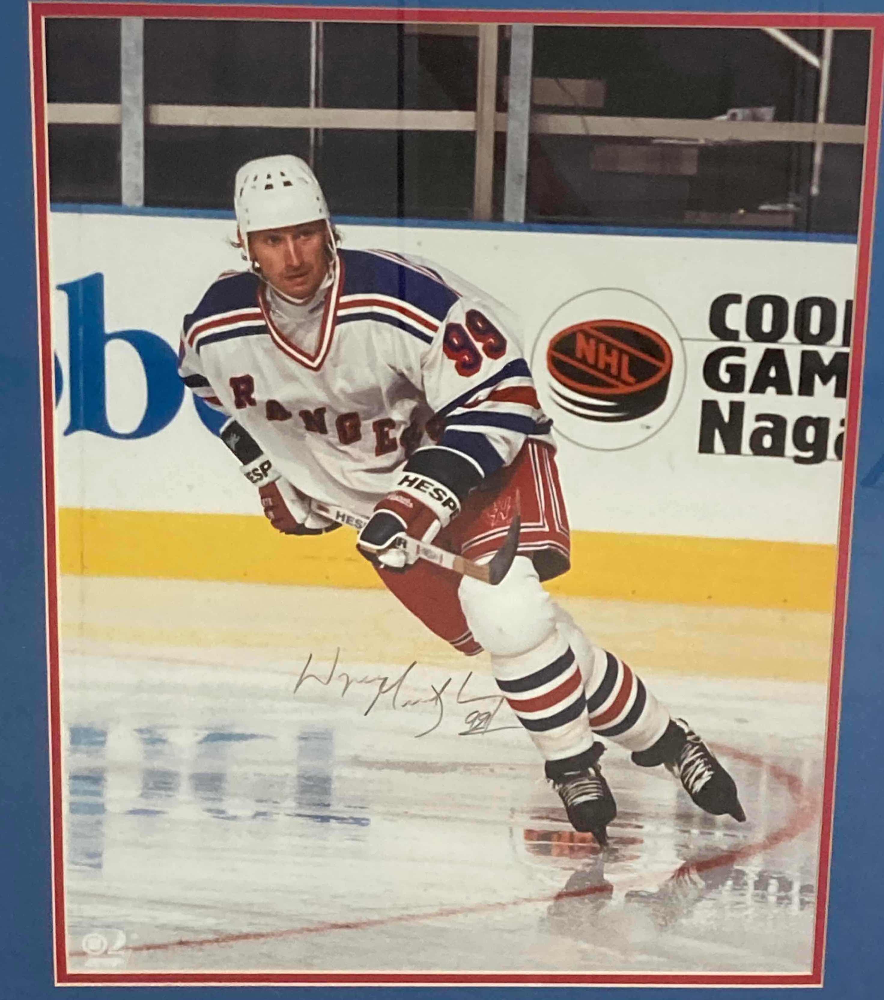 Photo 1 of WAYNE GRETZKY RANGERS #99 FRAMED PHOTOGRAPH AUTOGRAPHED BY WAYNE GRETZKY NO COA 24” X 28”