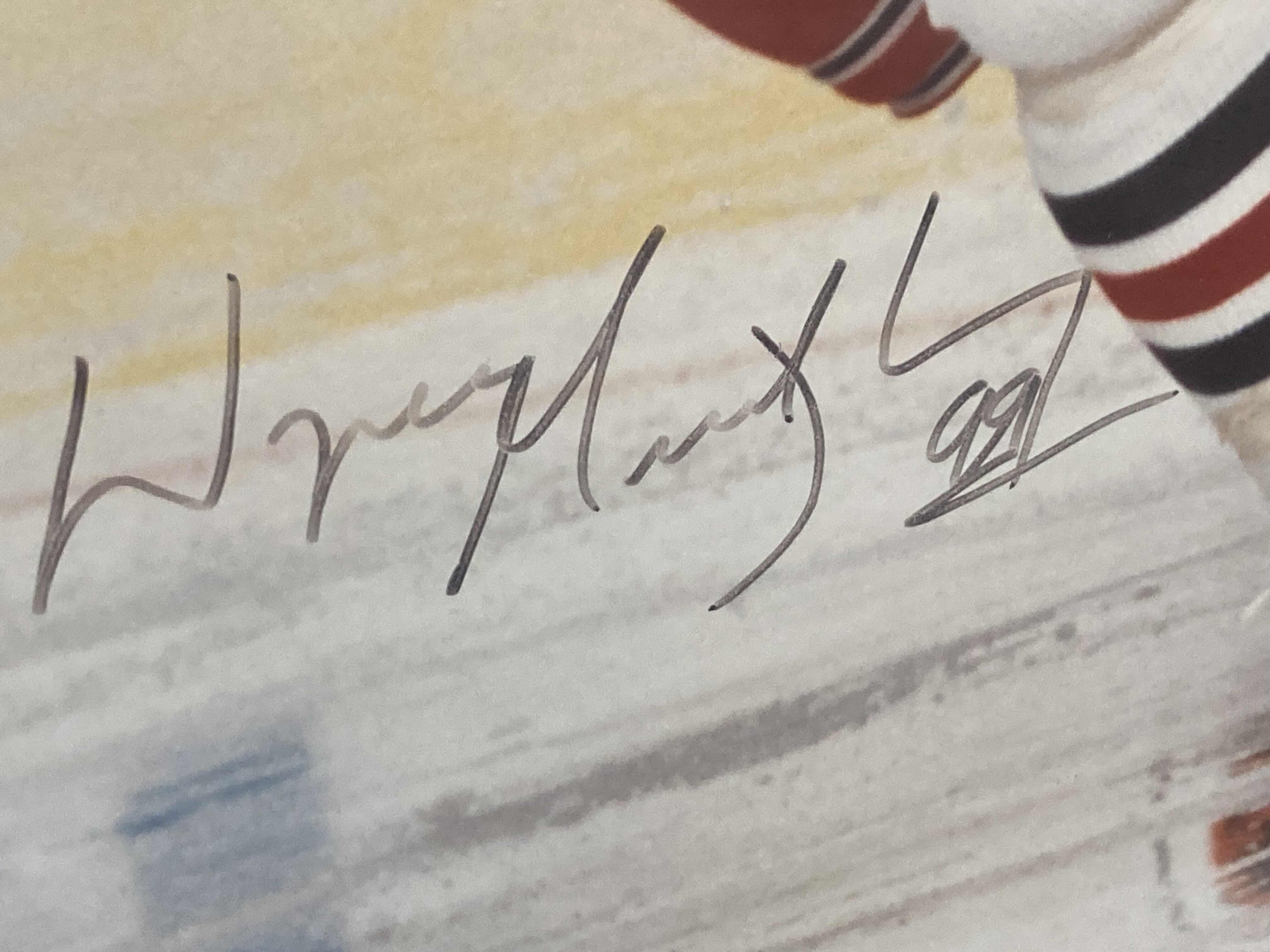 Photo 1 of WAYNE GRETZKY RANGERS #99 FRAMED PHOTOGRAPH AUTOGRAPHED BY WAYNE GRETZKY NO COA 24” X 28”