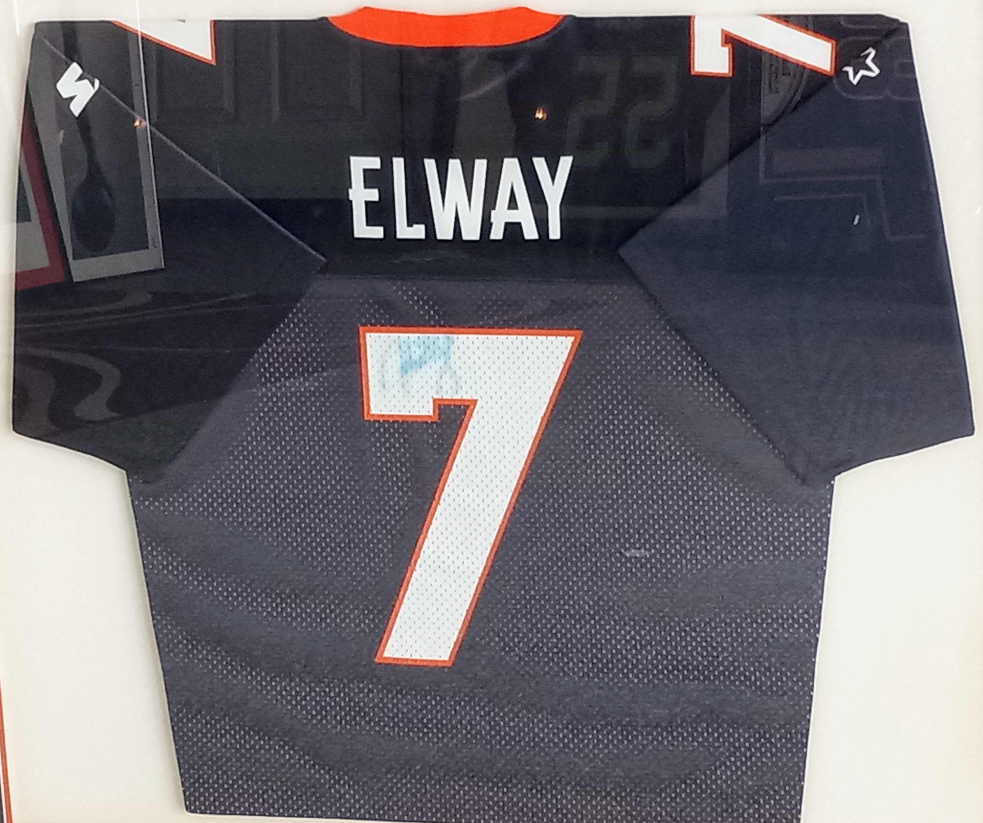 Photo 1 of JOHN ELWAY BRONCOS #7 FRAMED JERSEY AUTOGRAPHED BY JOHN ELWAY 42” X 35.5”