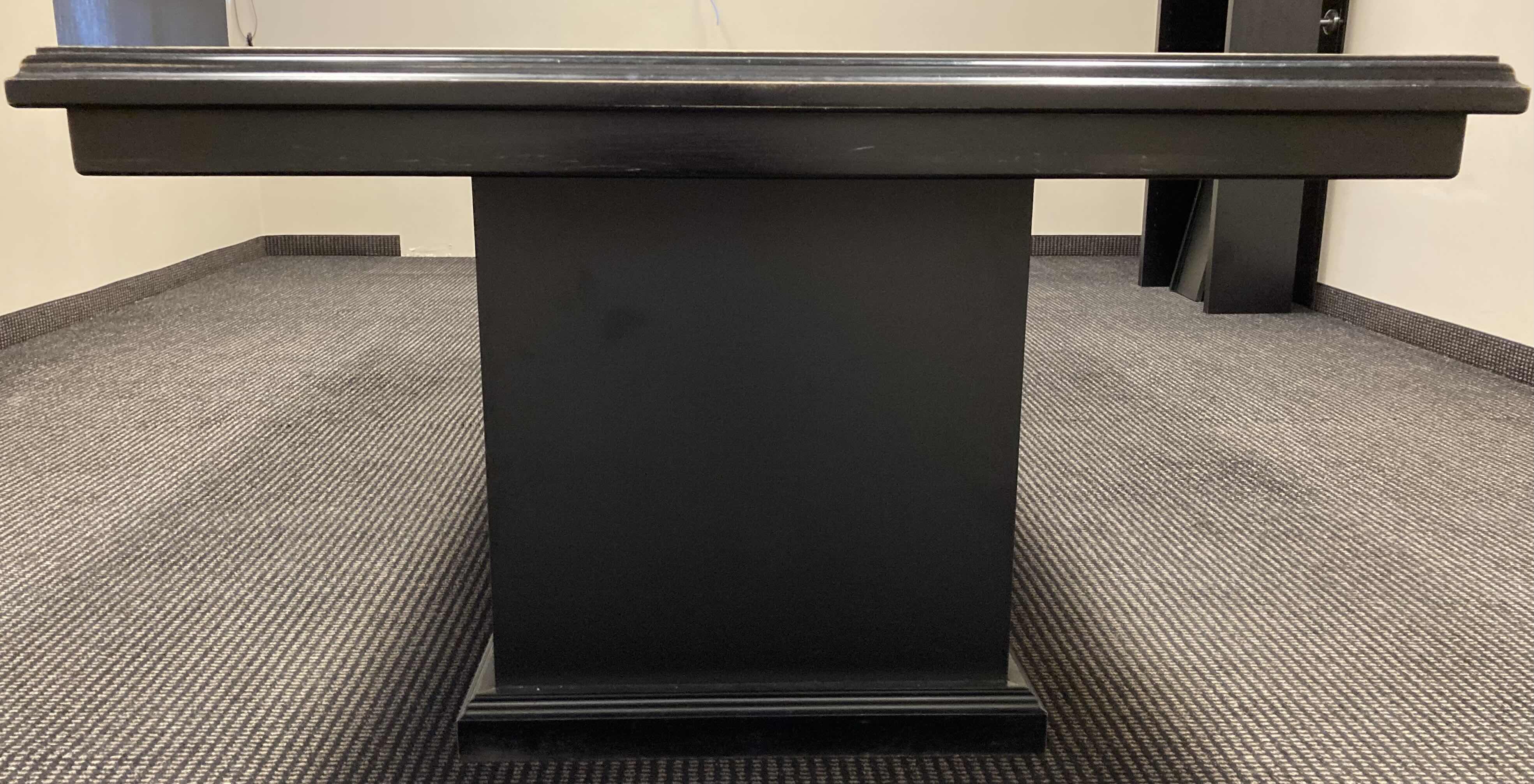 Photo 1 of CUSTOM MADE BLACK LEATHER FINISH ACCENTED INLAY CONFERENCE TABLE 120” X 48” H31” (READ NOTES)