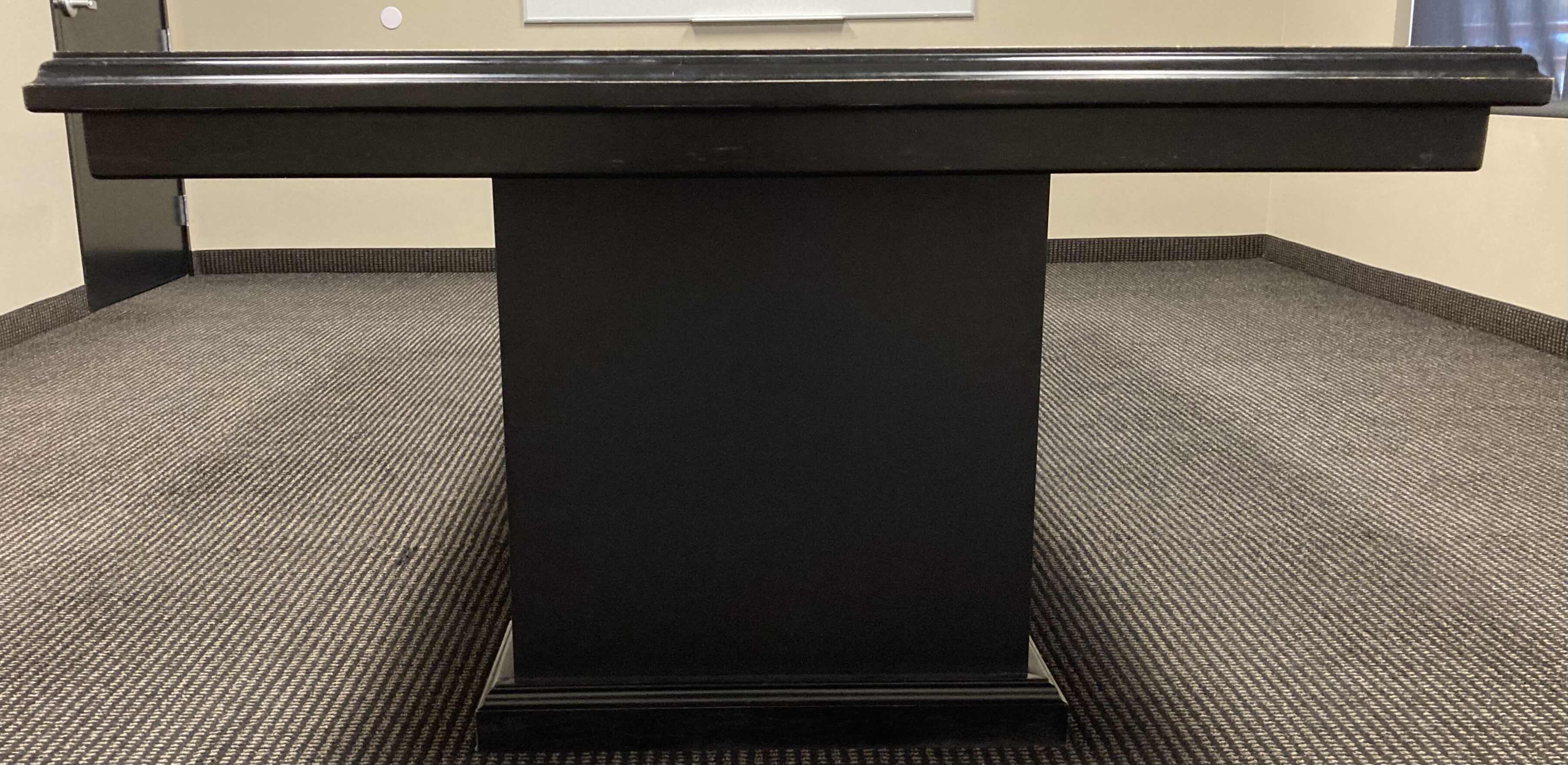 Photo 1 of CUSTOM MADE BLACK LEATHER FINISH ACCENTED INLAY CONFERENCE TABLE 120” X 48” H31” (READ NOTES)